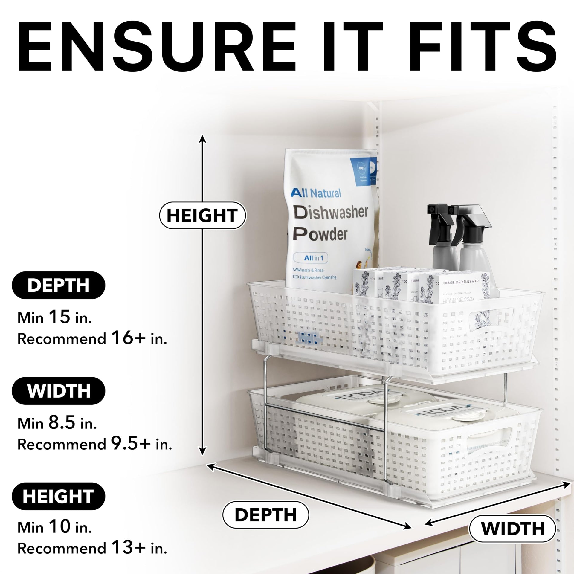 2 Tier Pull Out Sliding Drawer Under Sink Storage