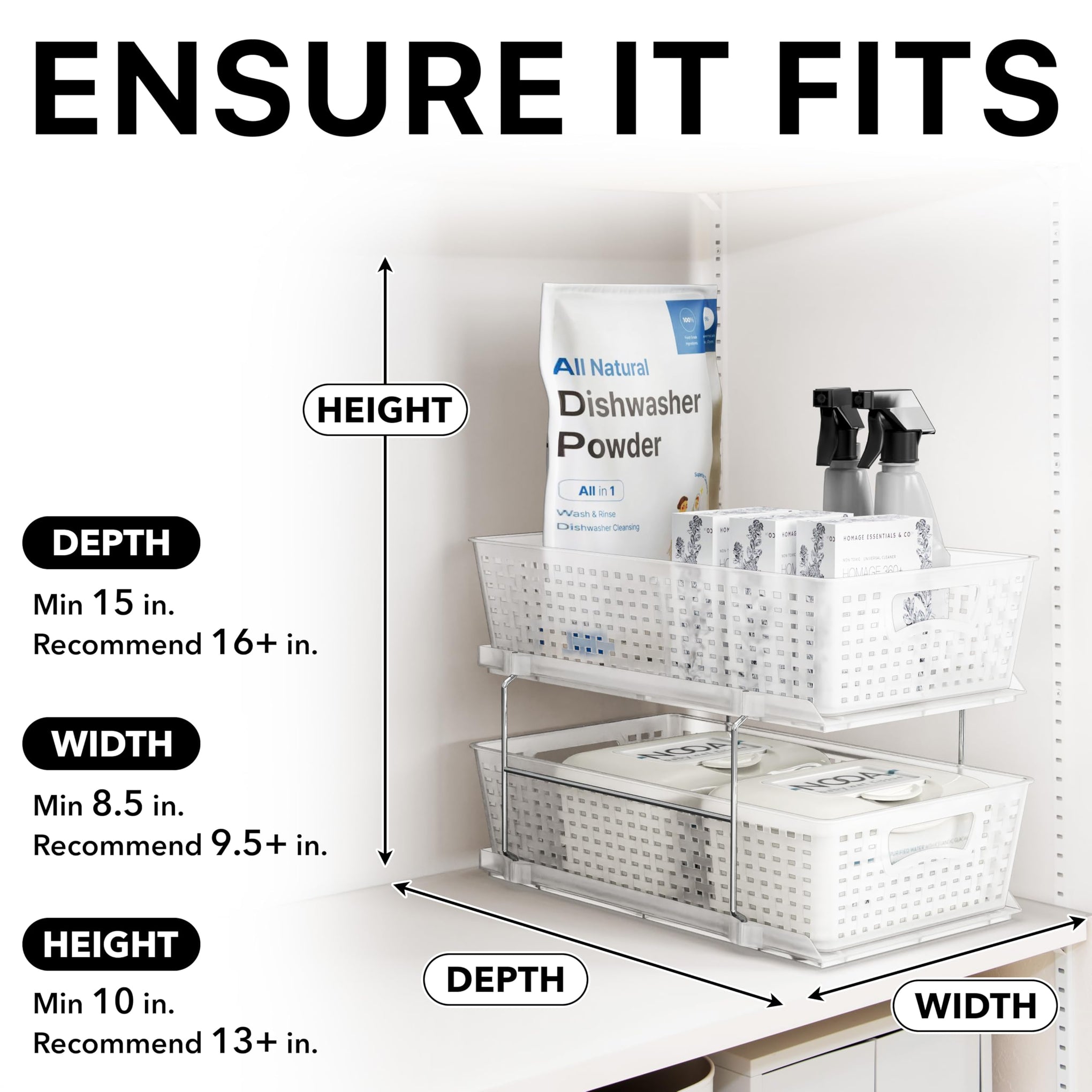 2 Tier Pull Out Sliding Drawer Under Sink Storage