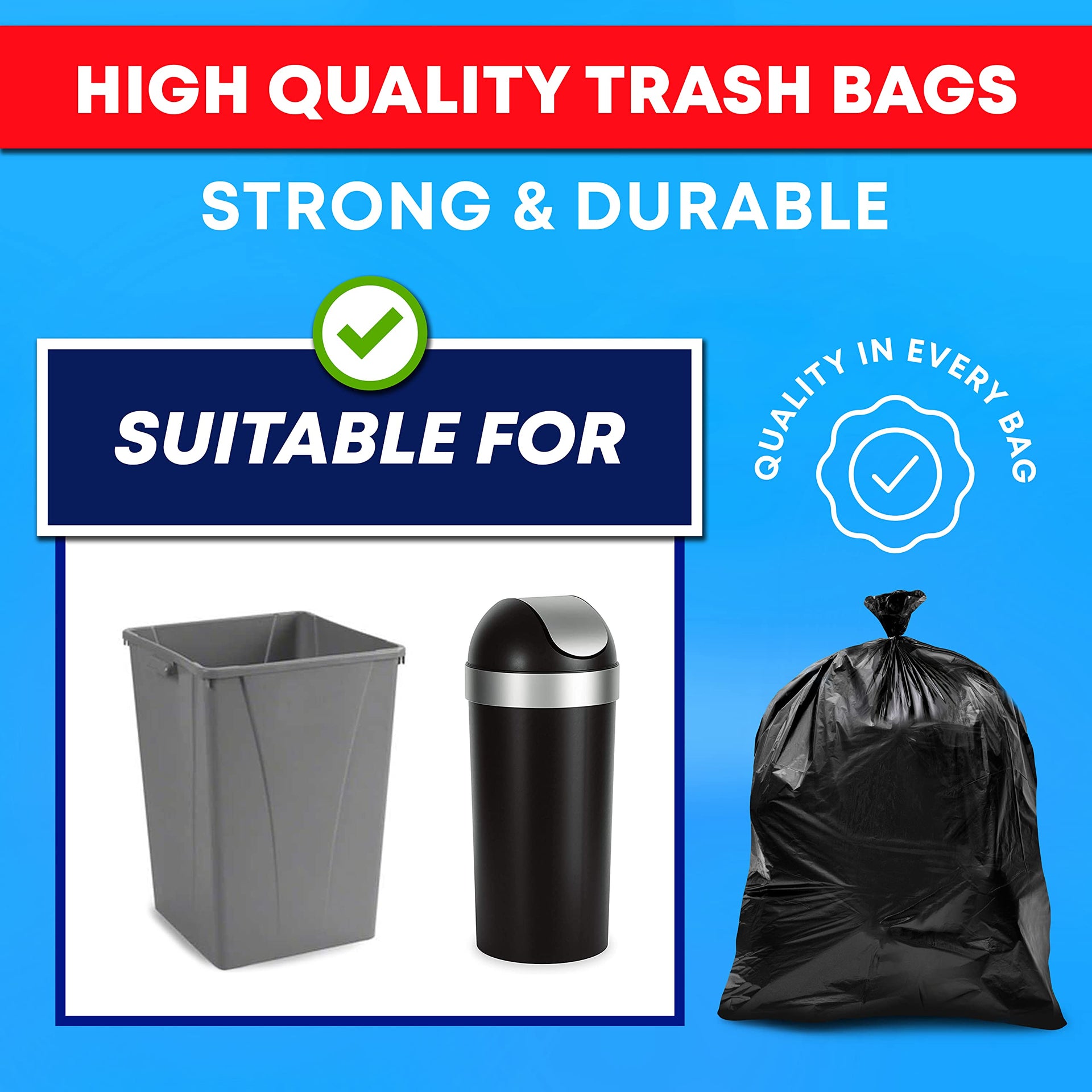 30 33 Gallon Trash Bags Heavy Duty (250 Count)
