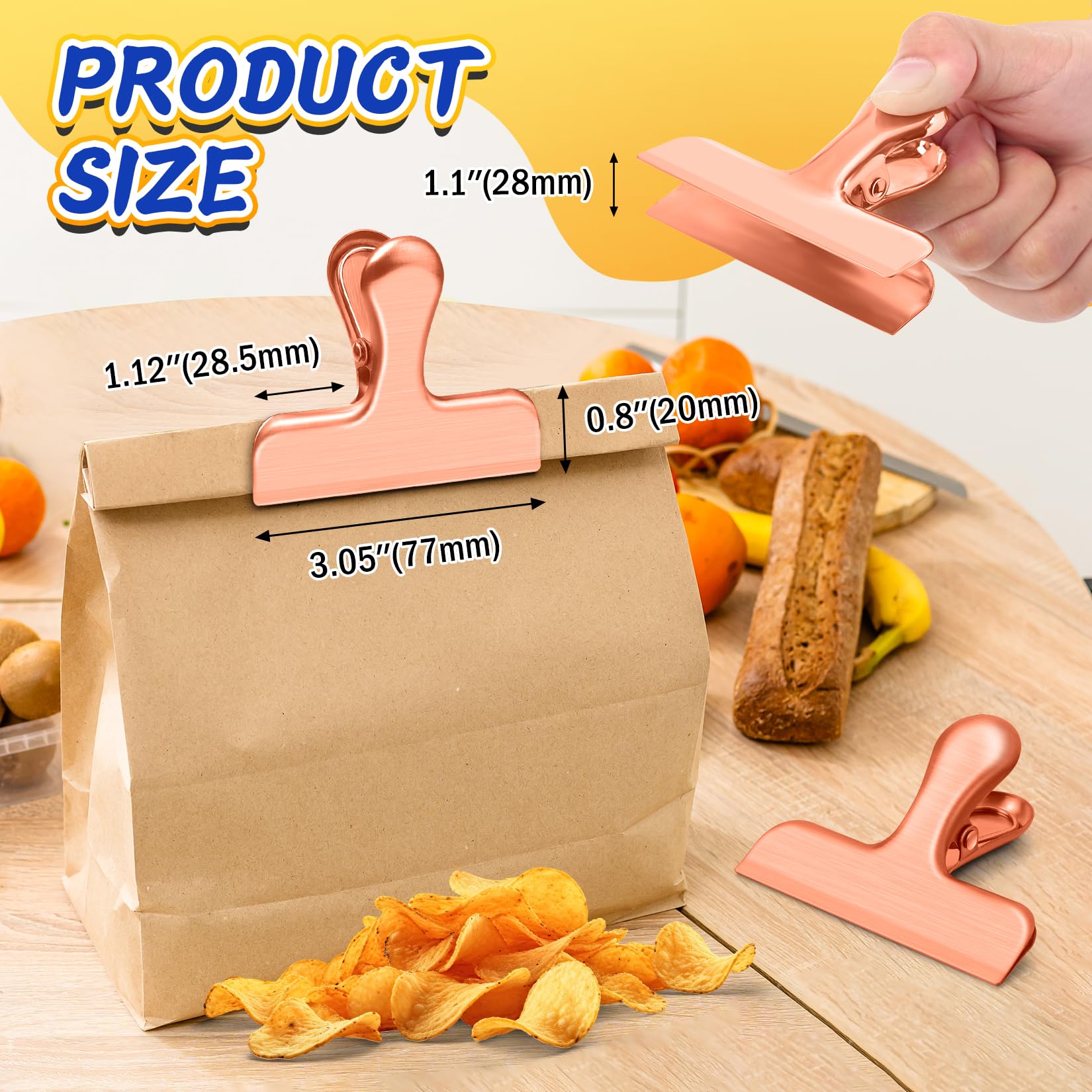 12 Pack Stainless Steel Chip Bag Clips (12 Count)
