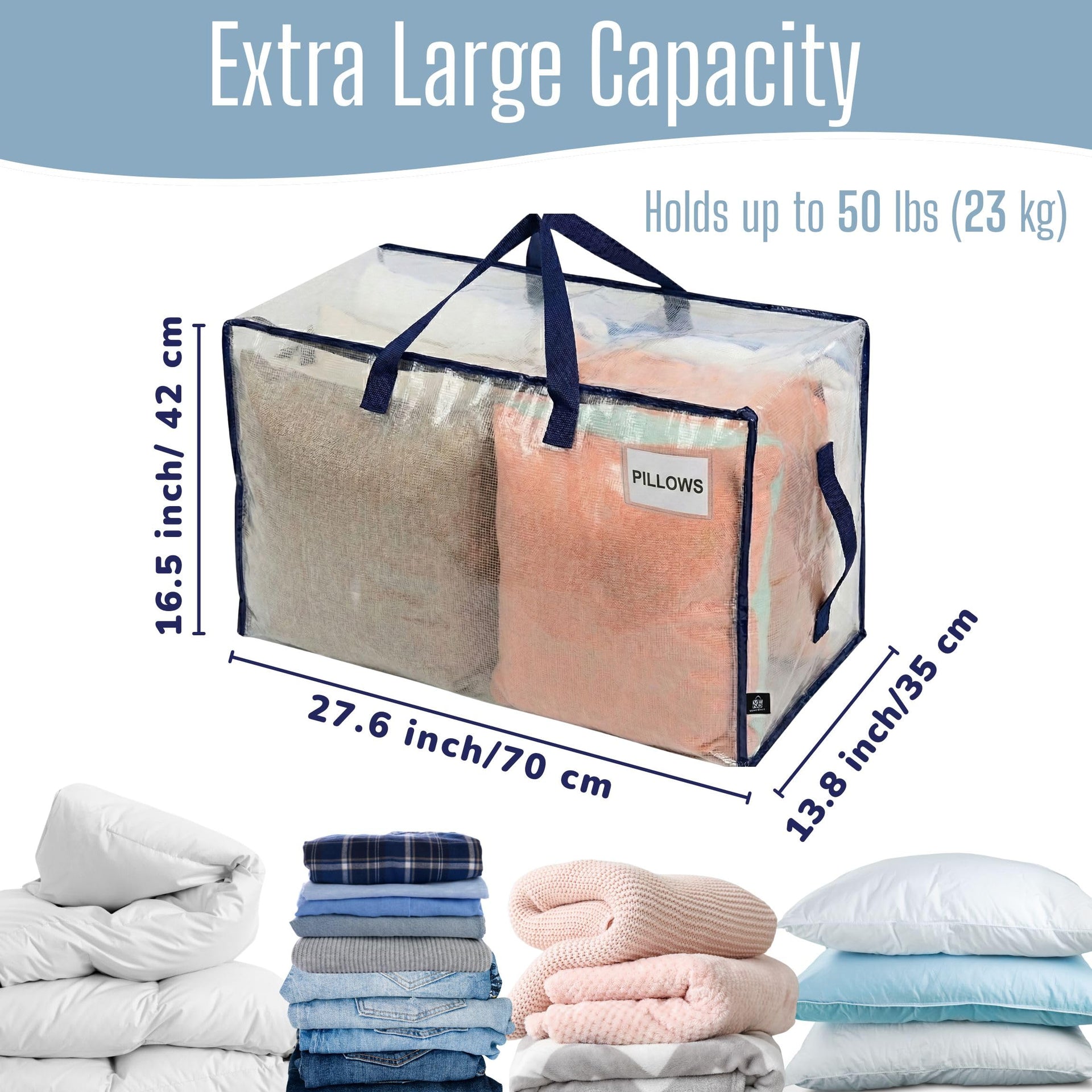 6 Pack Clear Extra Large Moving Bags & Storage Totes (6 Count)