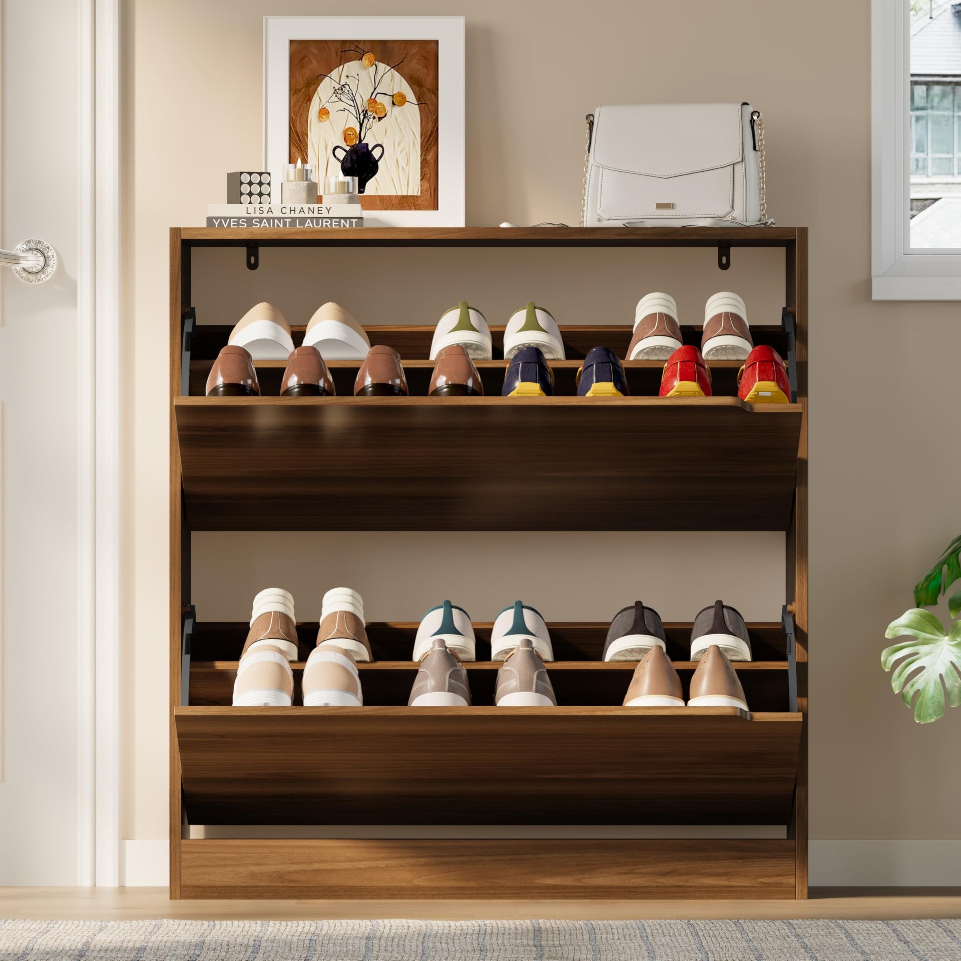 Shoe Cabinet with 2 Flip Drawers