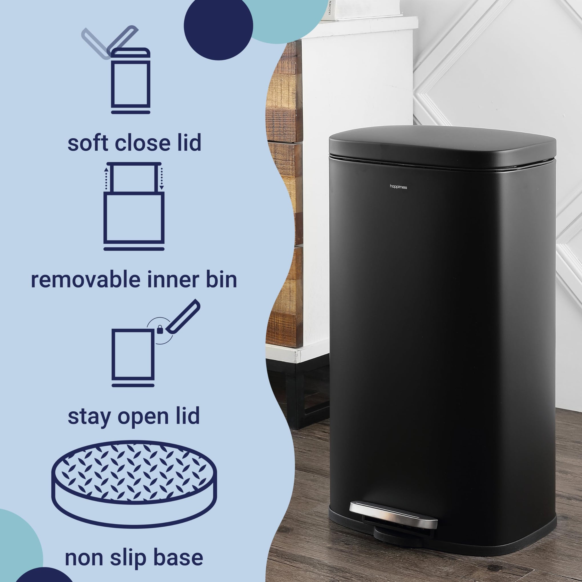 Curtis 8 Gal Step Trash Can Soft Close 25"
