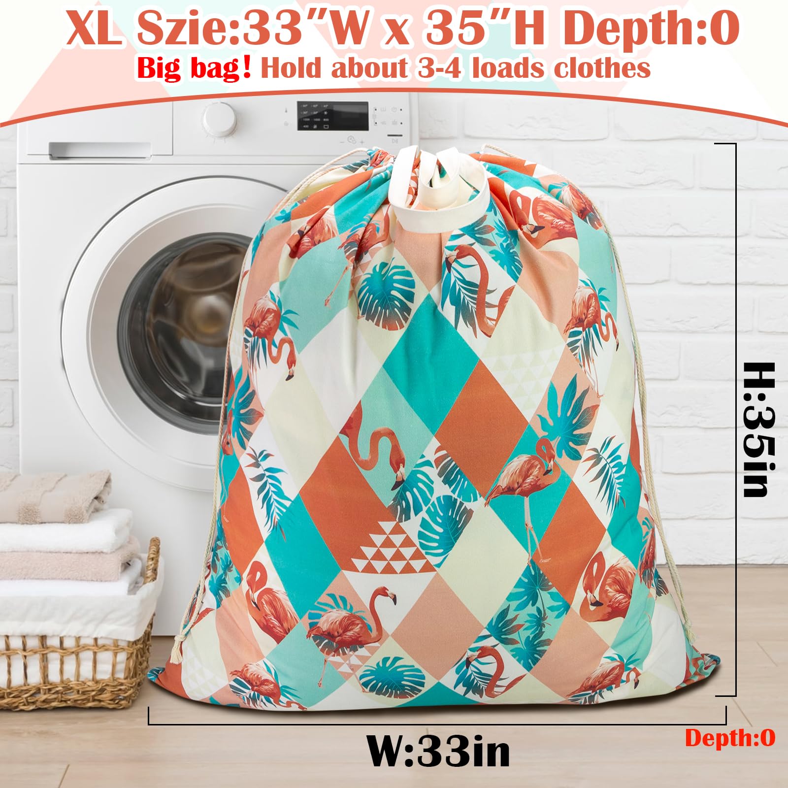 Canvas Laundry Bag with Handles & Drawstring
