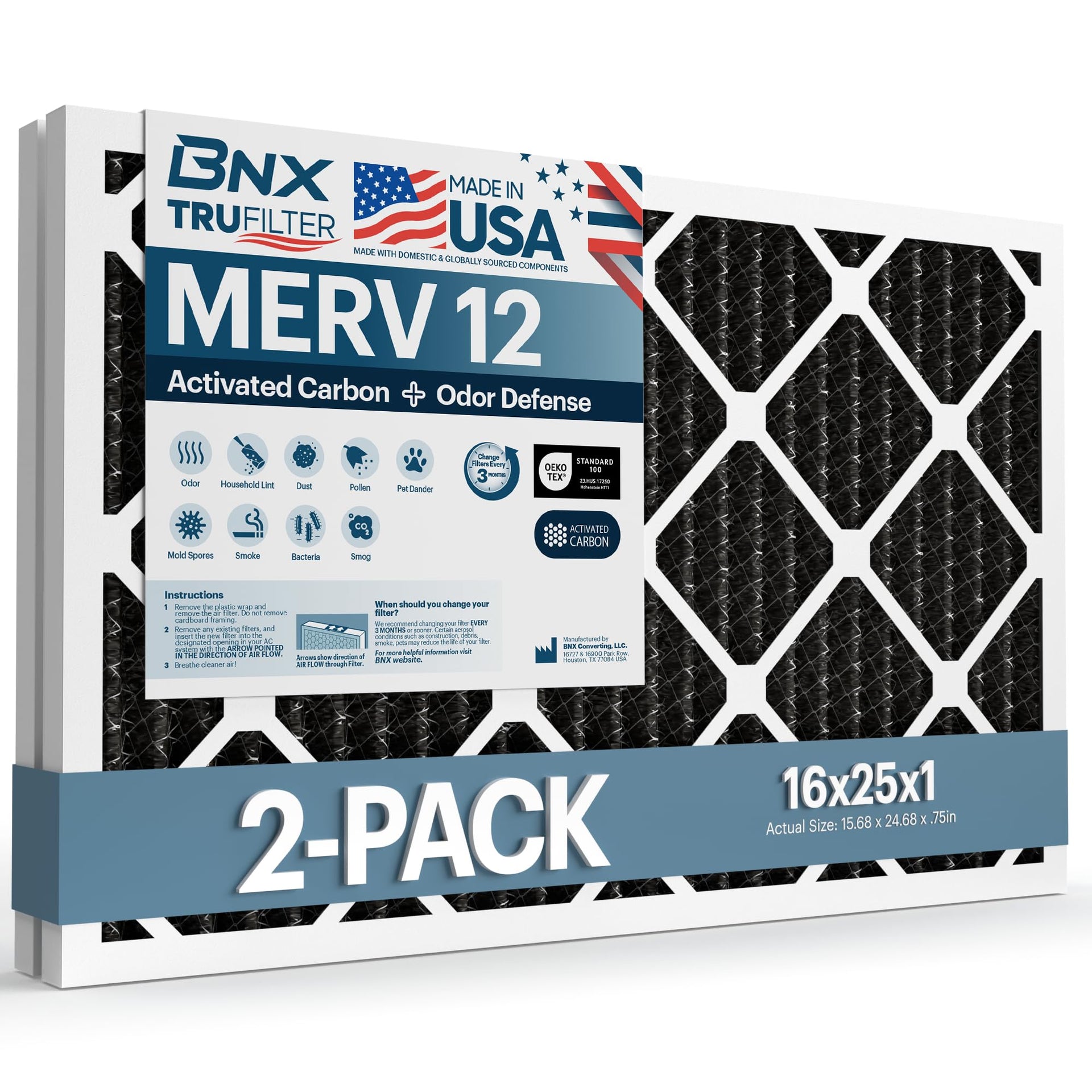 TruFilter 16x25x1 MERV 12 Odor Defense (2 Count)