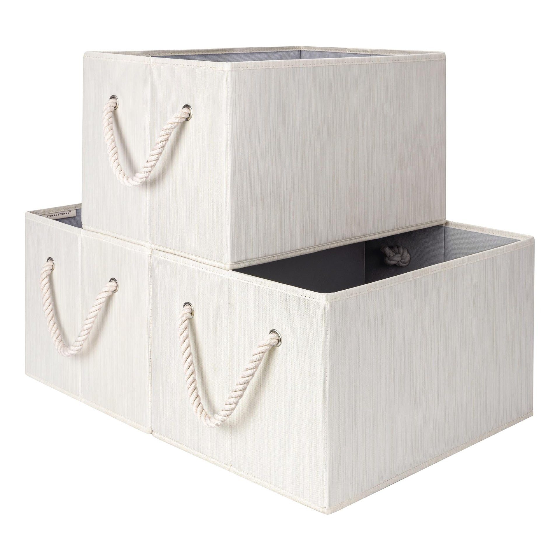 Fabric Storage Bins with Rope Handles (3 Count)