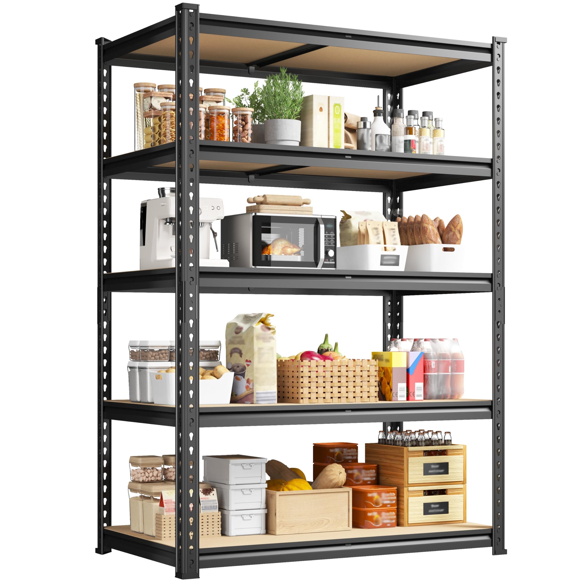 Detachable 5 Tier Storage Shelves for Pantry Kitchen Closet