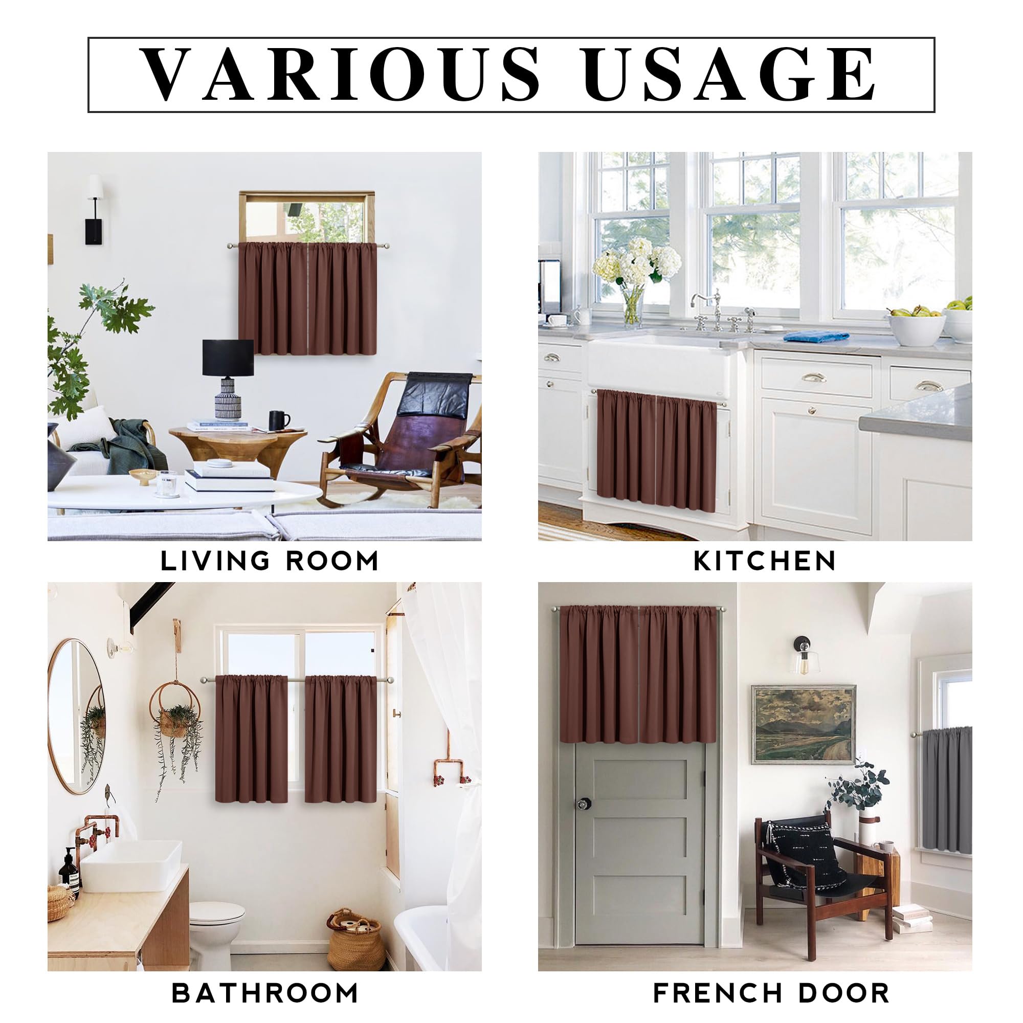 Cafe Blackout Curtains 30 inch Length (2 Count)