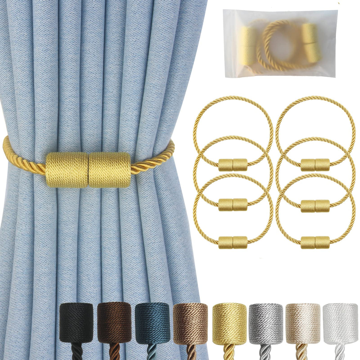 Magnetic Curtain Tiebacks Decorative Holdbacks Rope Tie Back Drapes Hangtty