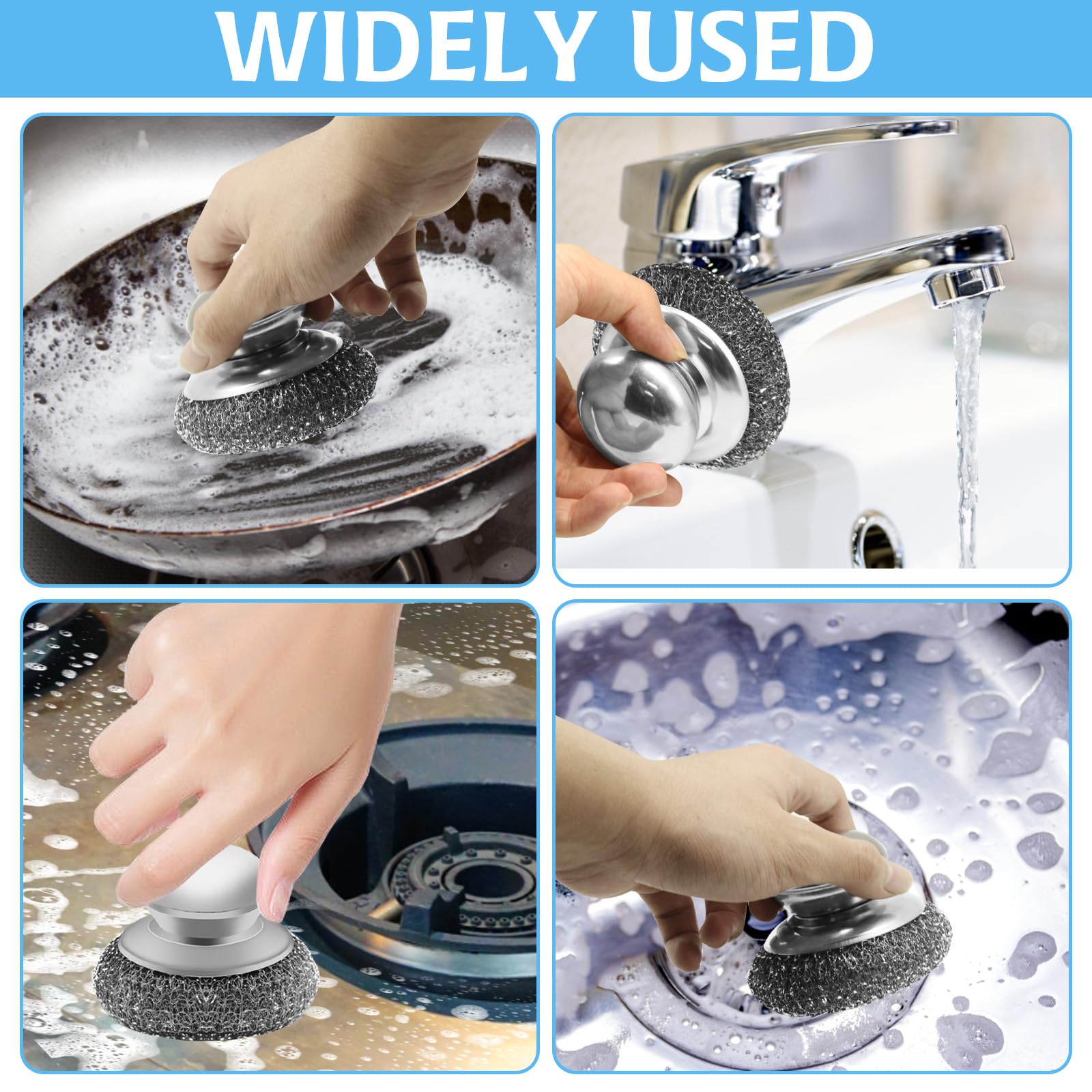 Stainless Steel Wool Scrubber with 2 Replacement Pads (2 Count)