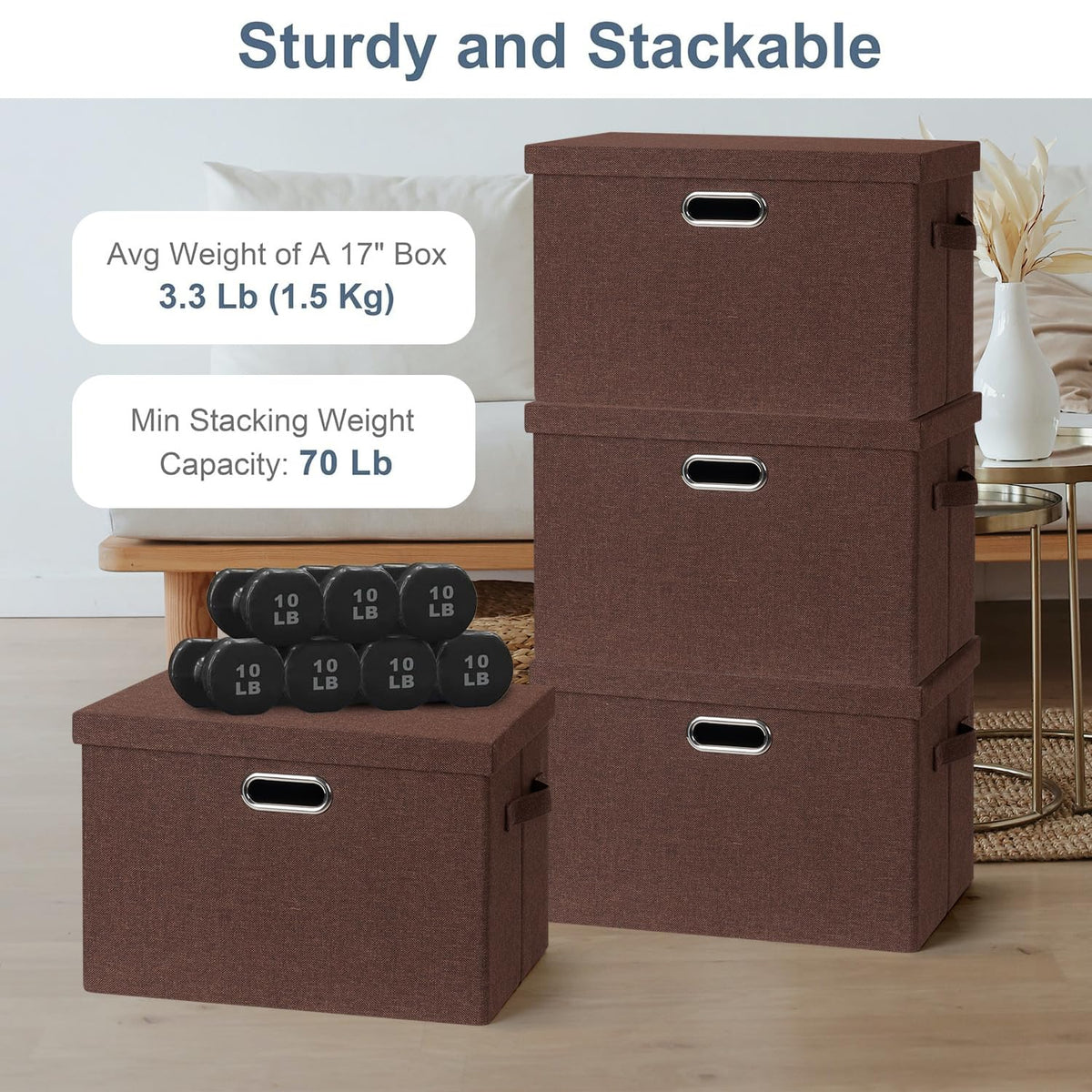 Storage Bins with Lids Fabric Closet Organizers Cubes Office Organization (3 Count)
