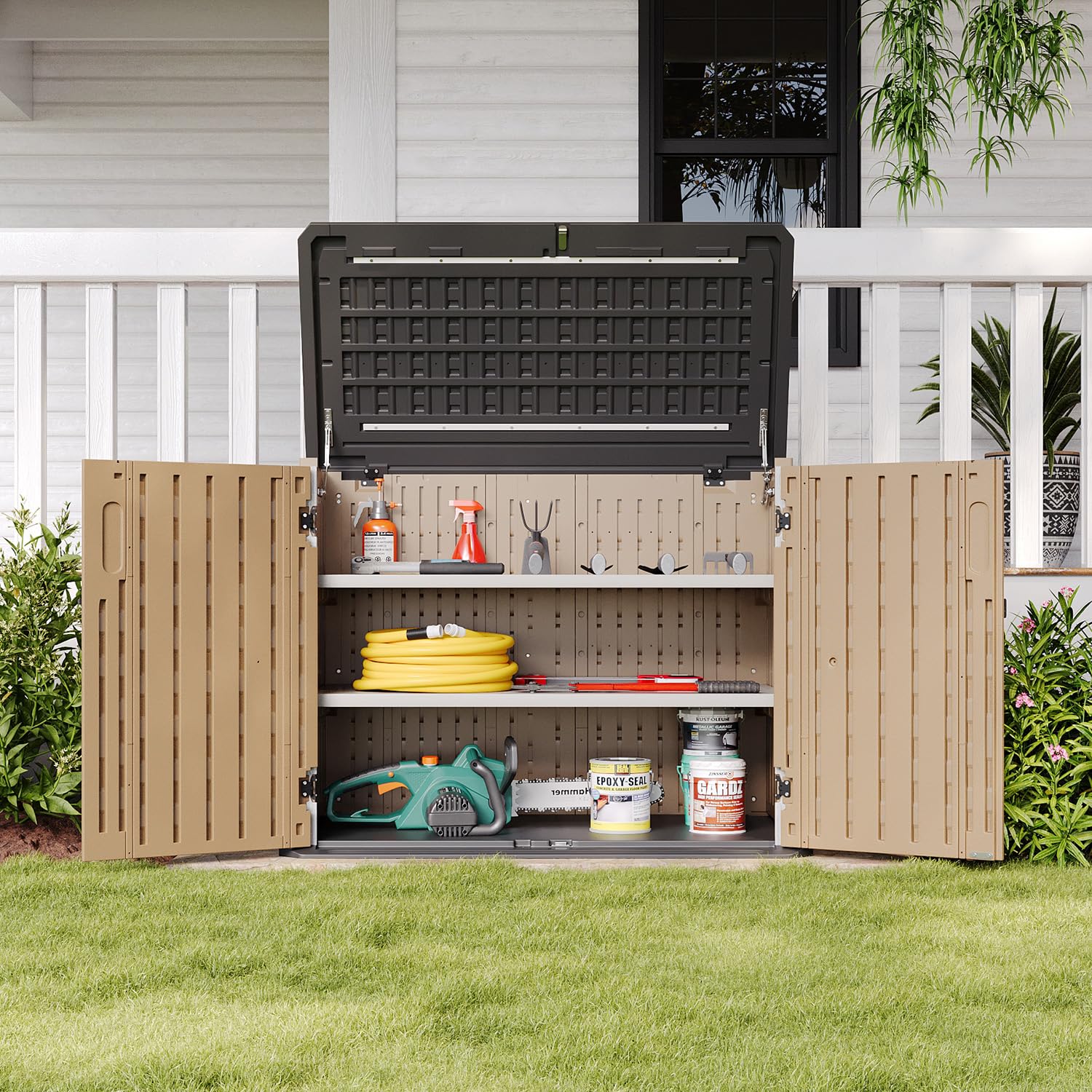 Outdoor Storage Cabinet 35 Cu.Ft 2 Shelves