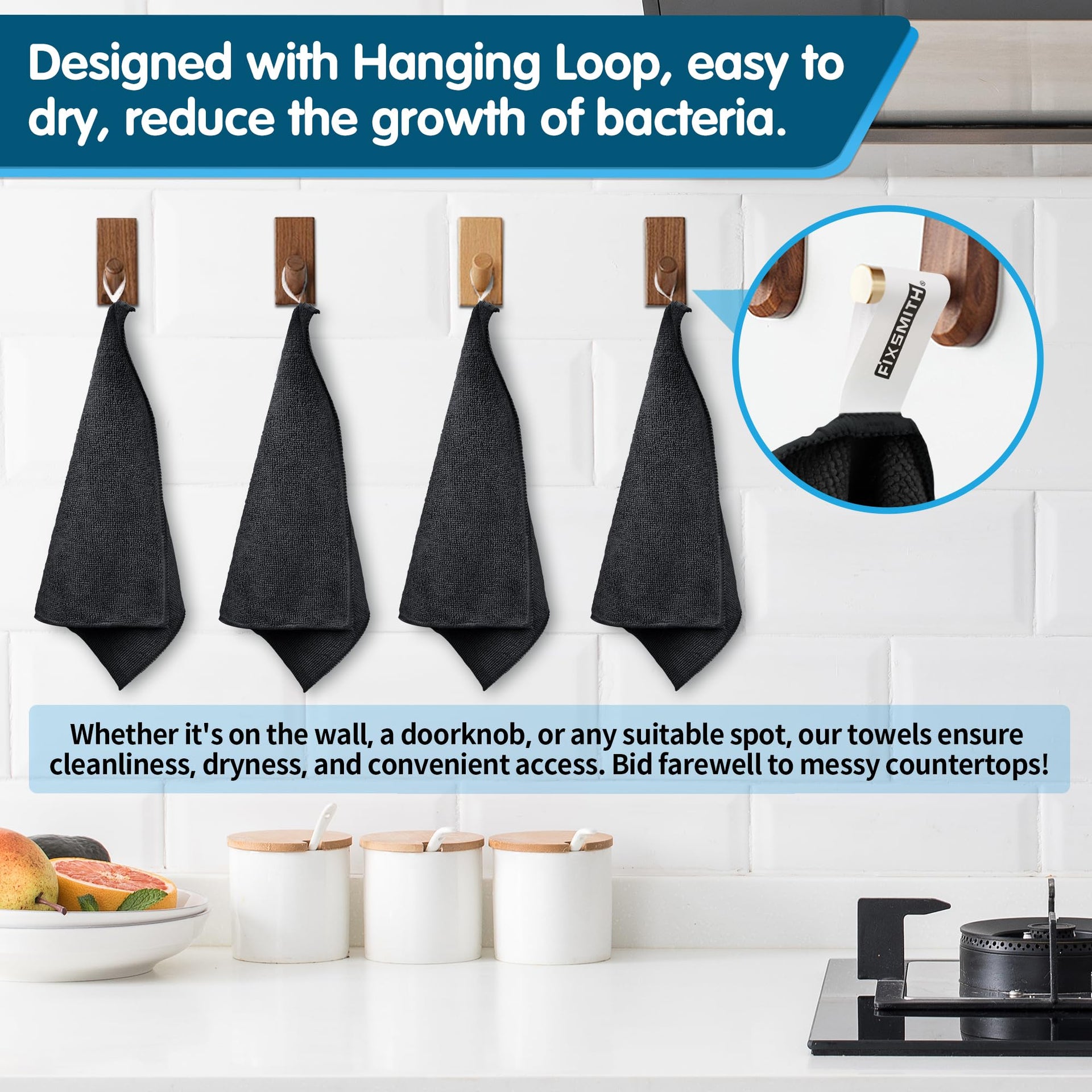 Black Microfiber Cleaning Cloth (8 Count)