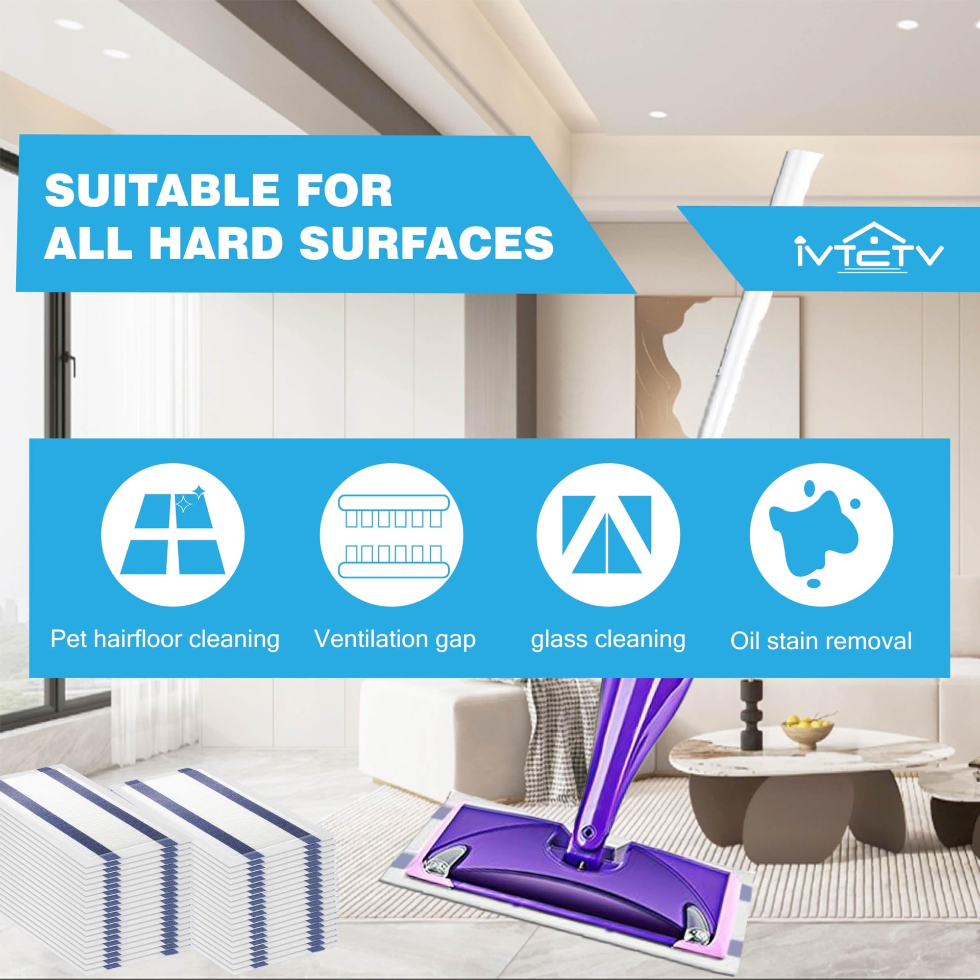 64p Disposable Refill Pack Compatible for Swiffer Wet Jet Spray Mops (64 Count)