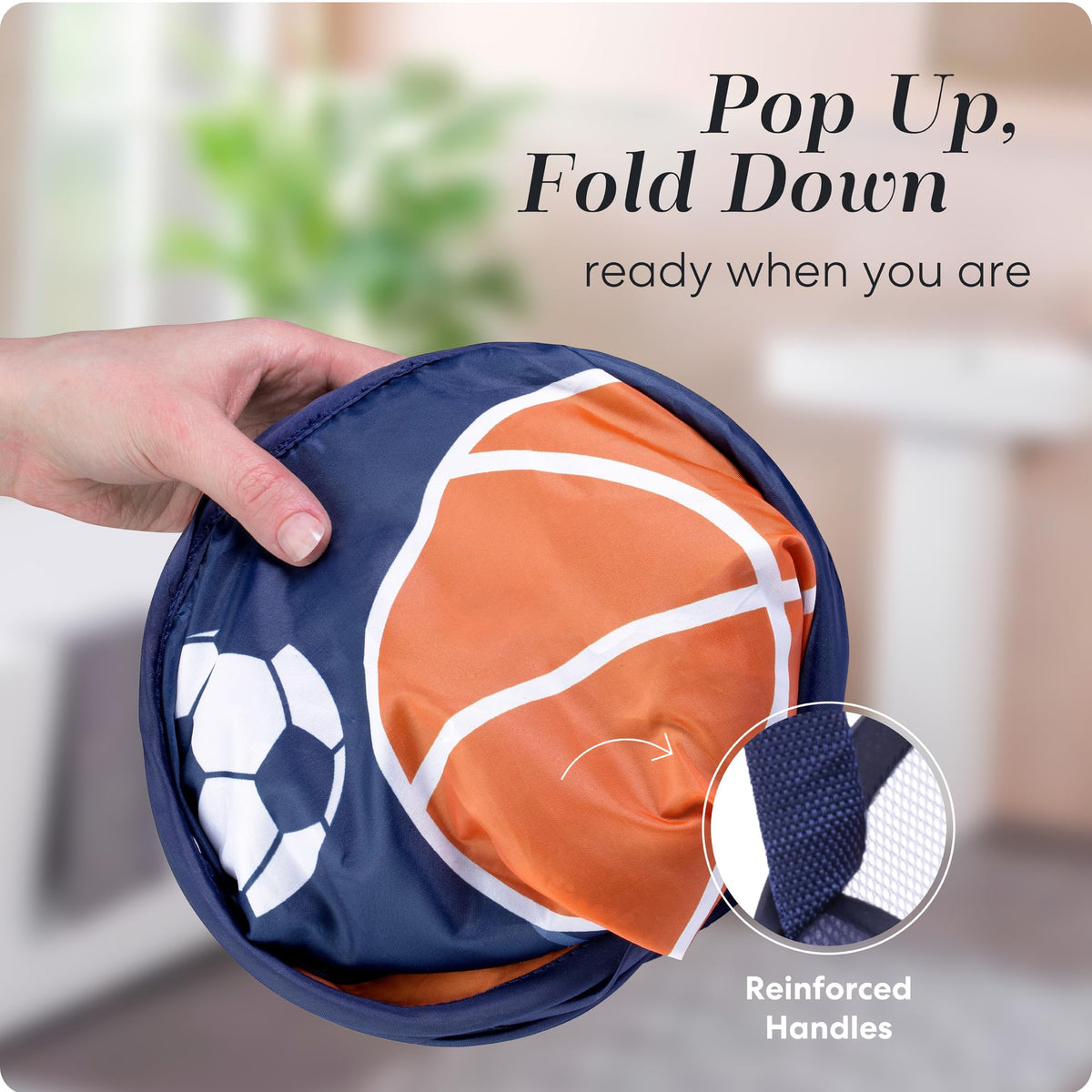 Collapsible Mesh Pop Up Laundry Hamper with Side Pocket