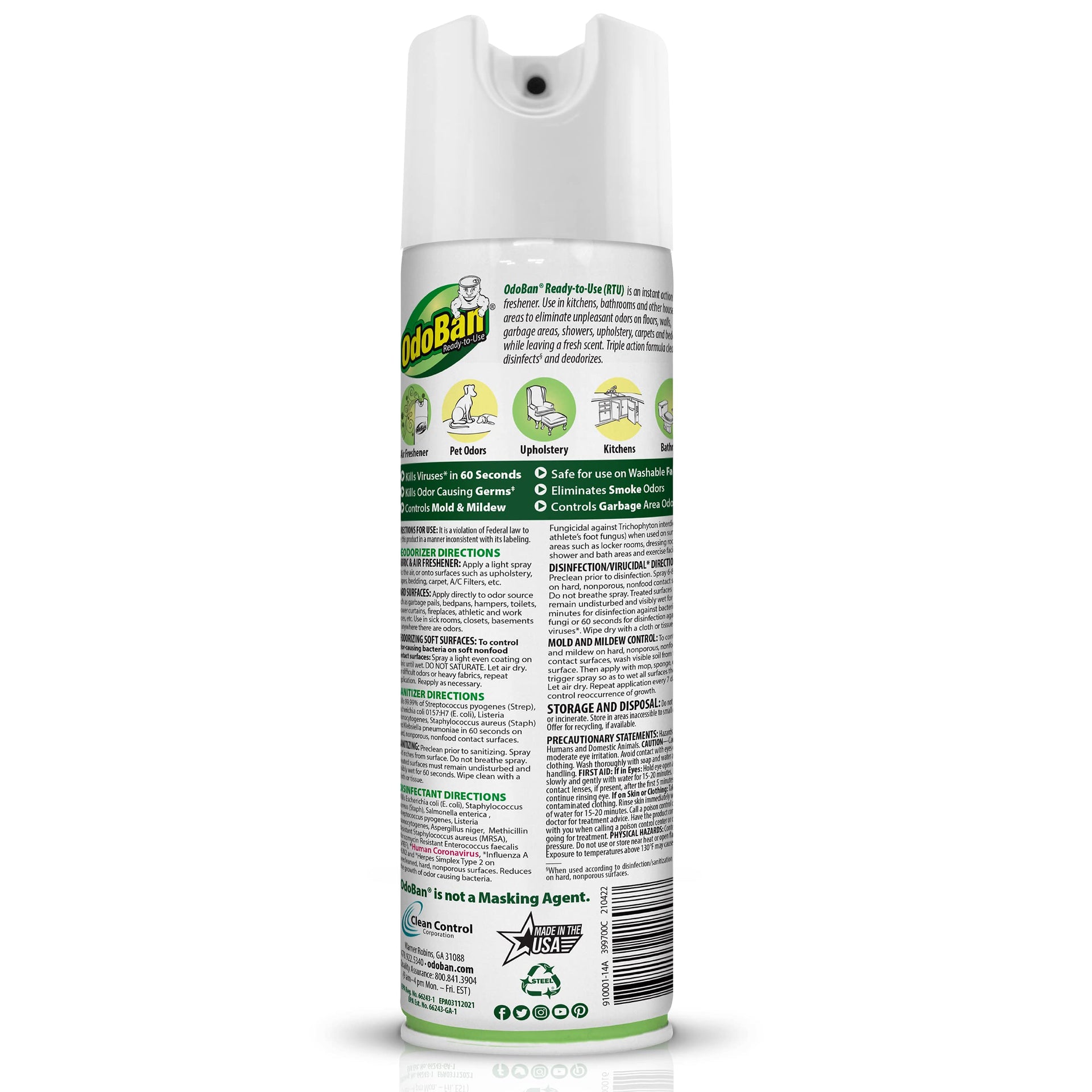 Ready-to-Use 360-Degree Continuous Spray Disinfectant and Harsh Aroma Eliminator, Fabric and Air Freshener, 3 Pack, 14.6 Ounces Each, Original Eucalyptus Scent Clear (43.8 Fl Oz)