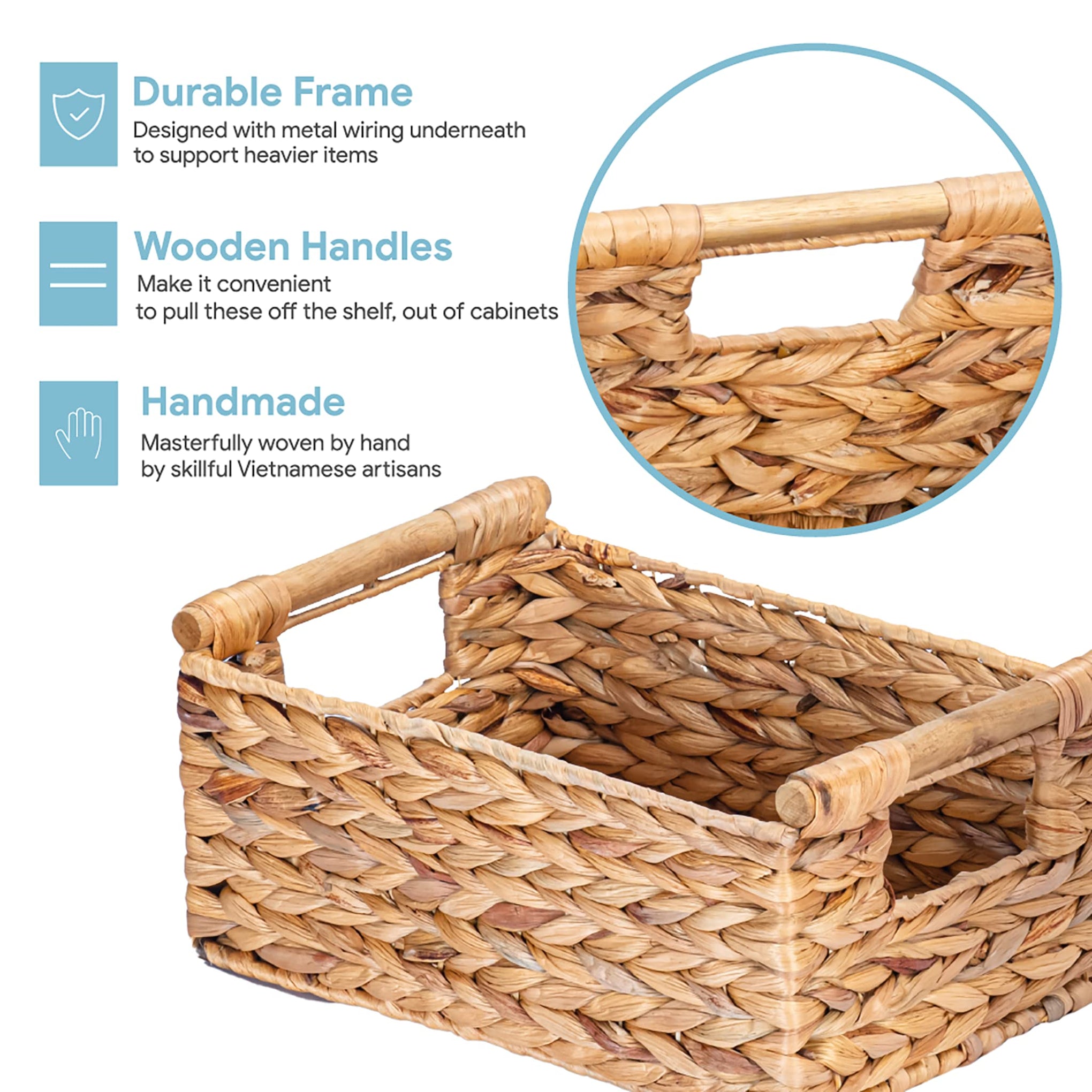 Hyacinth Small Wicker Basket 11.6x8.1x4.9"