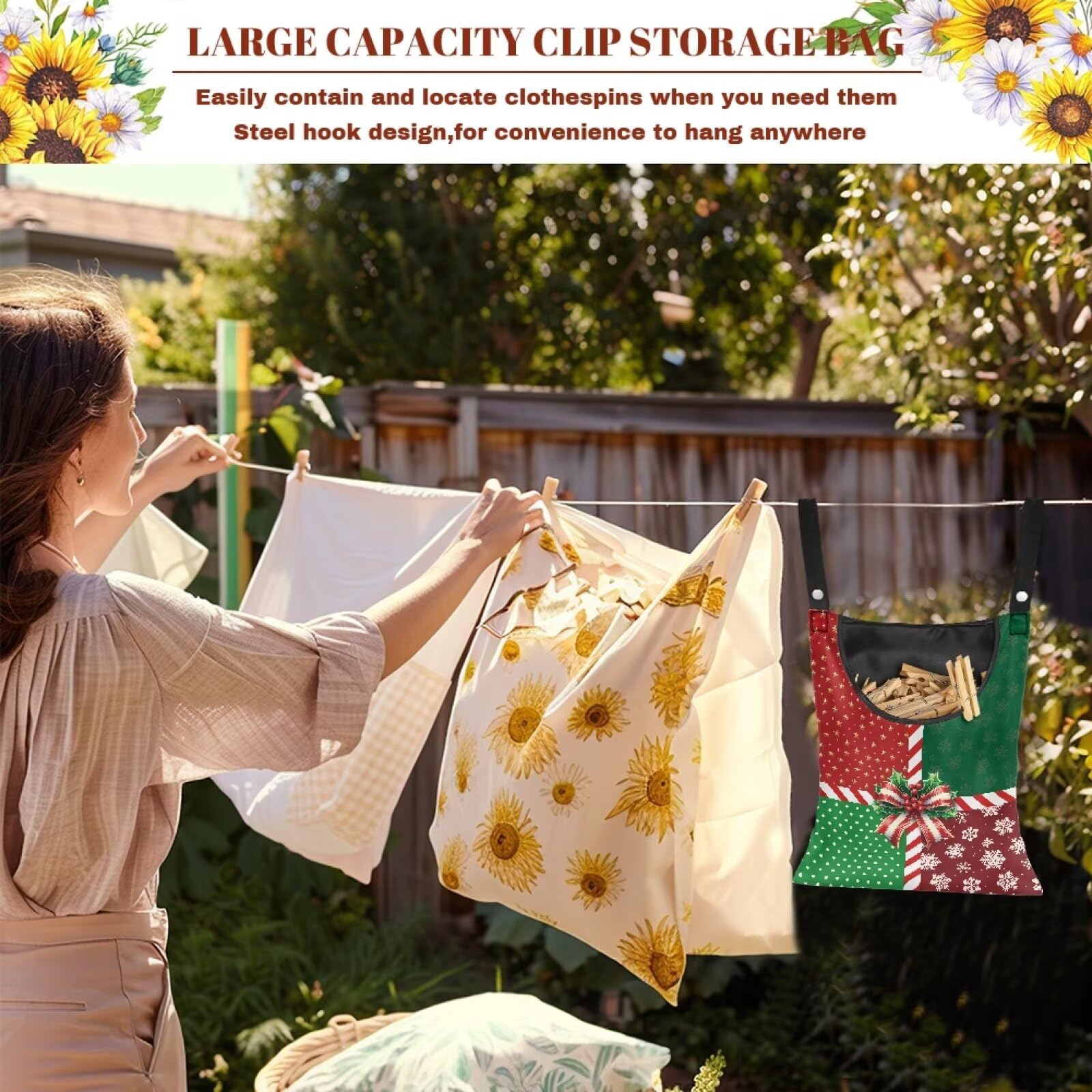 Christmas 2025 Adjustable Clothespin Storage Bag