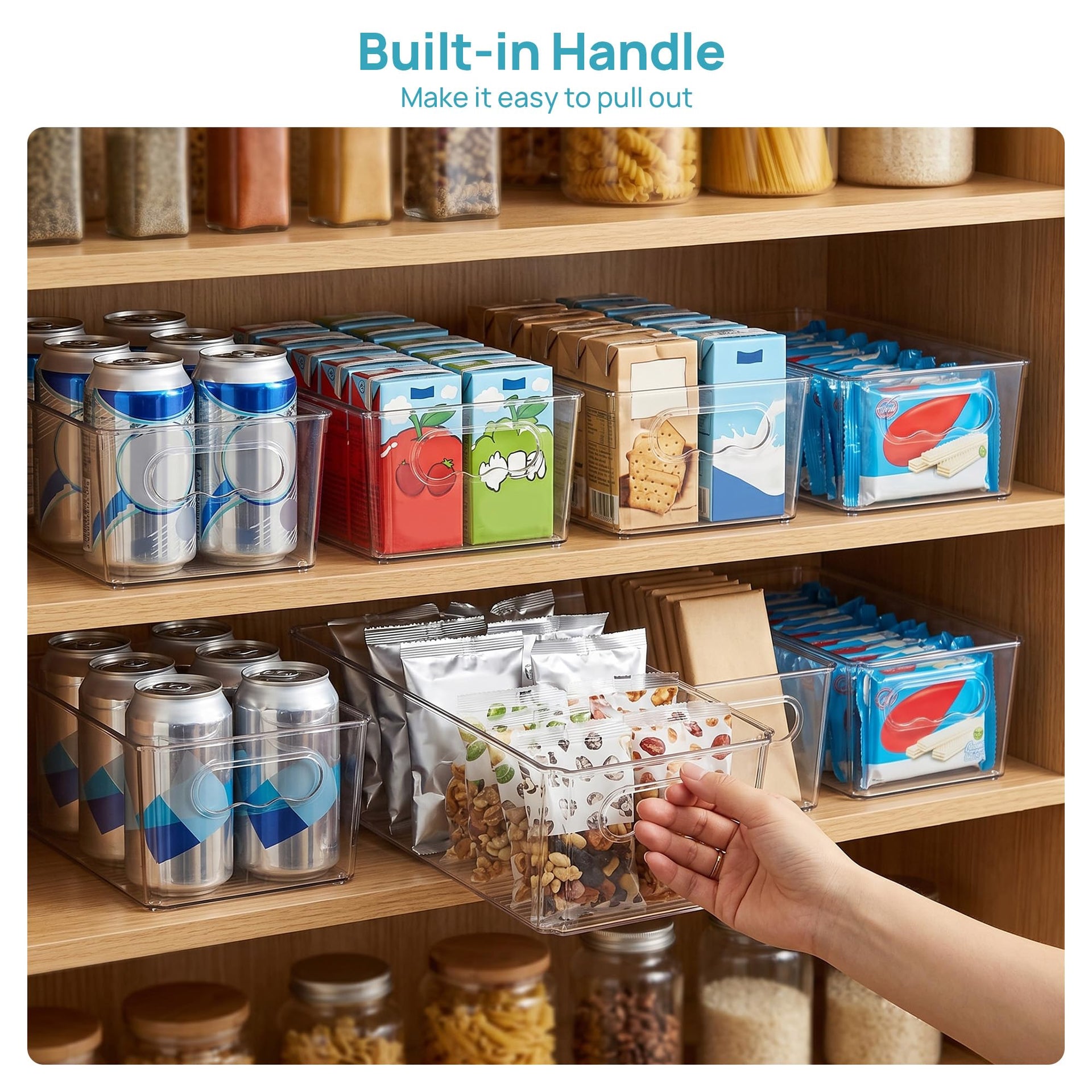4pcs Clear Storage Bins with Handles (4 Count)