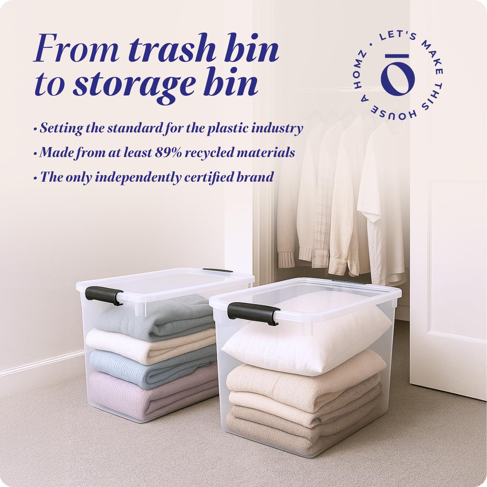 Clear Plastic Storage Bins w (2 Count)