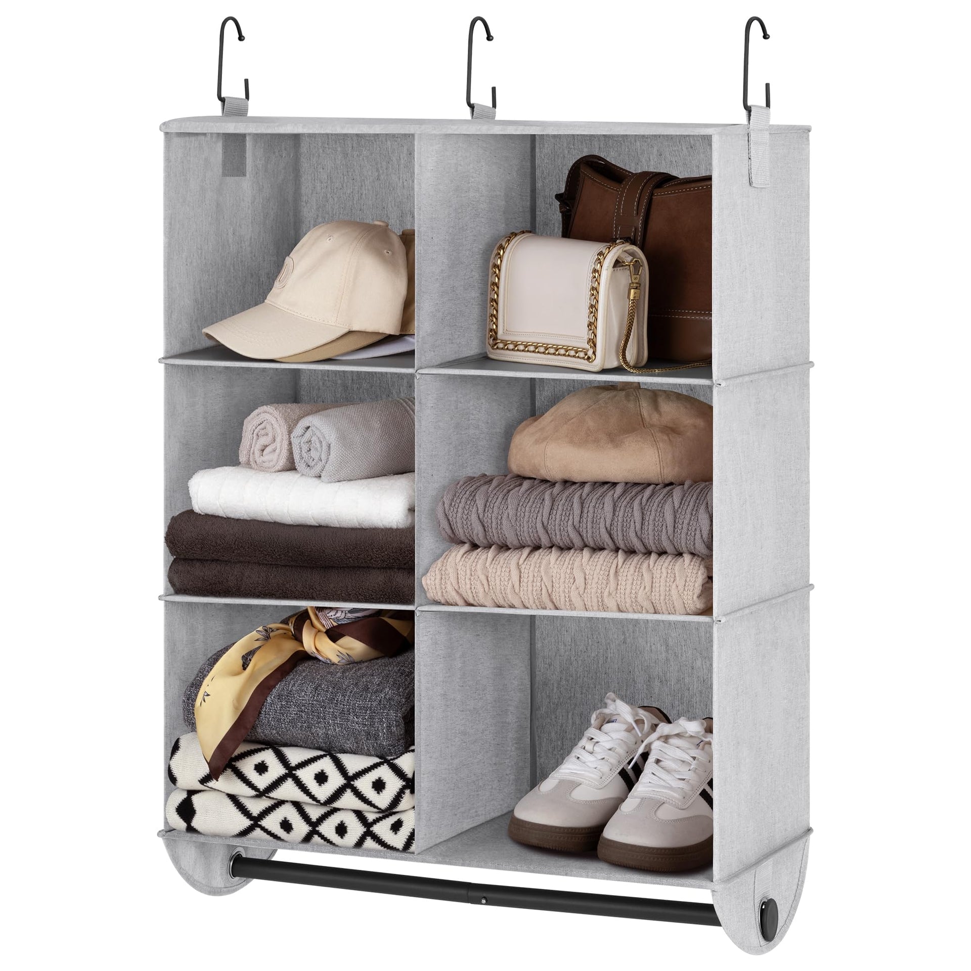 Hanging Closet Organizer with Rod (6 Count)
