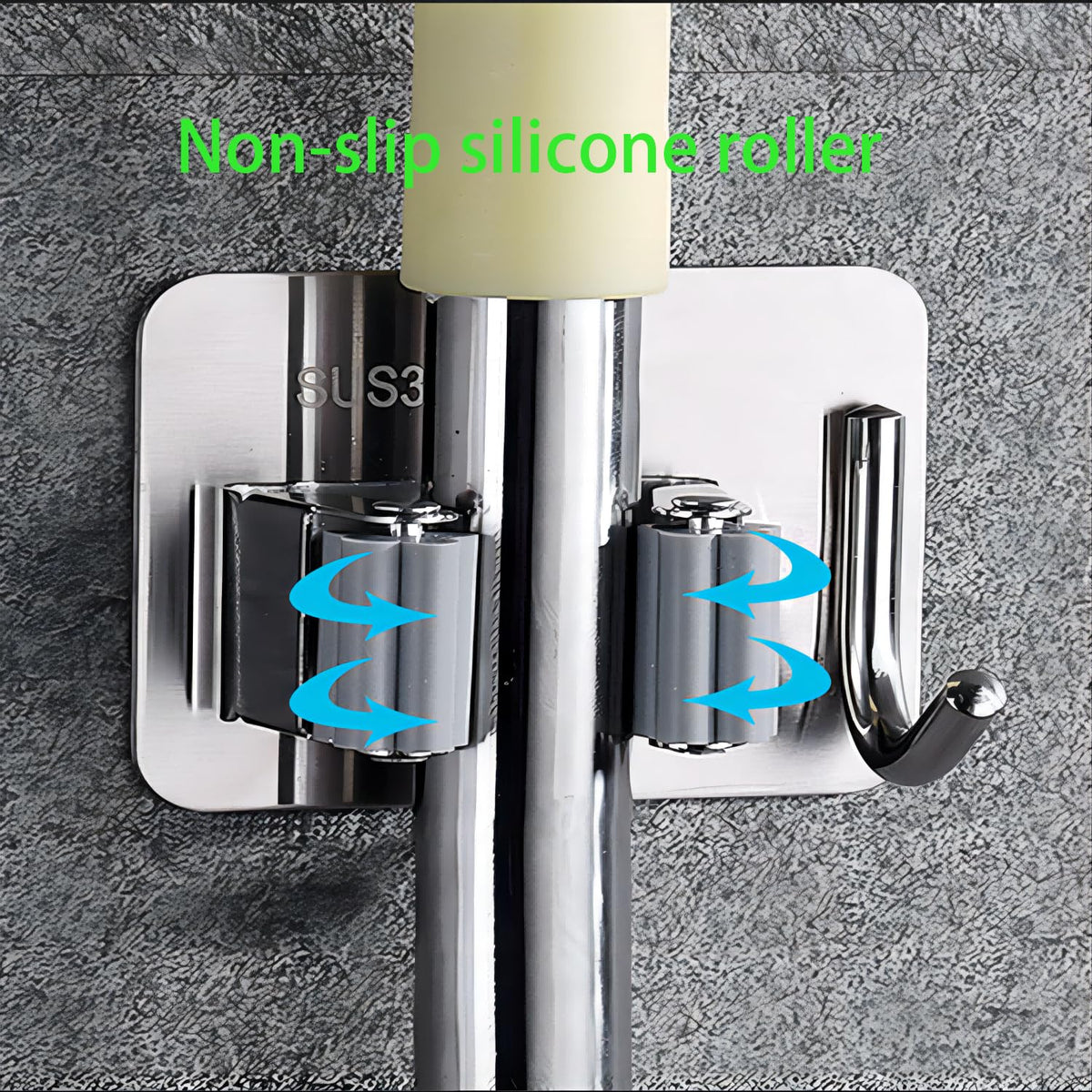 3pcs Punch Free Broom and Mop Holder No Drilling Wall Mount Self Strong Adhesive Holder Tool with Hook Multi (3 Count)