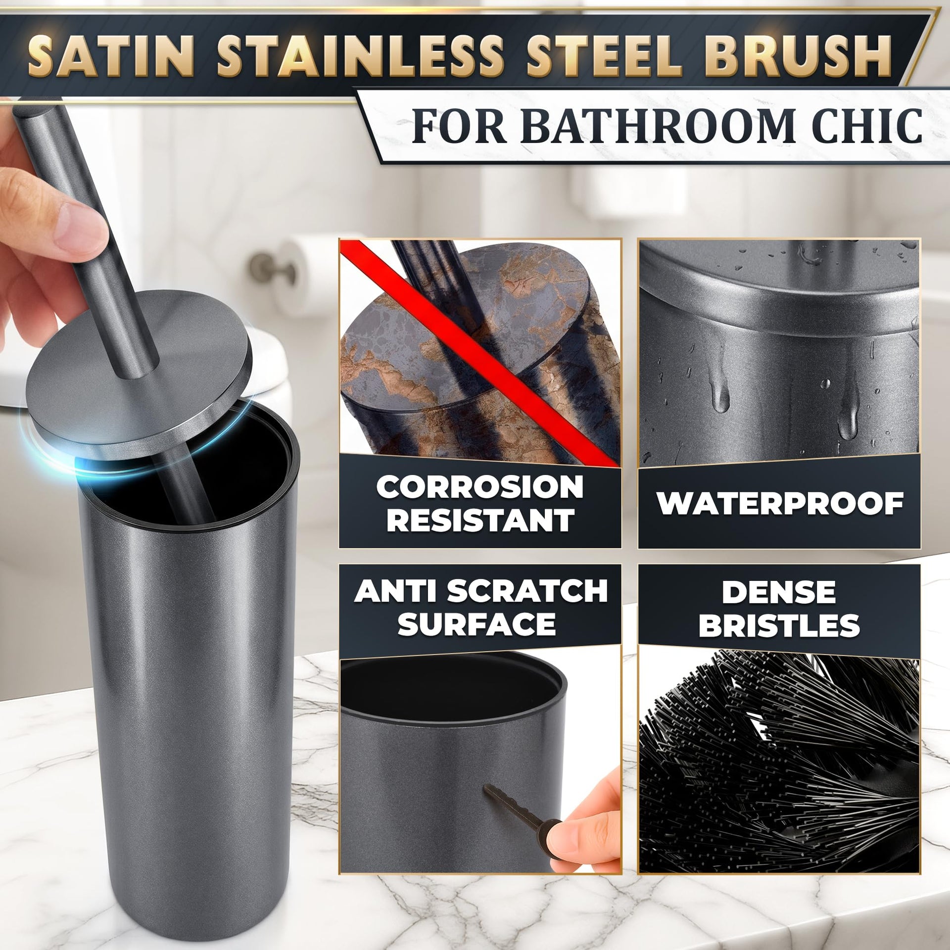 Stainless Steel Toilet Brush and Holder Set