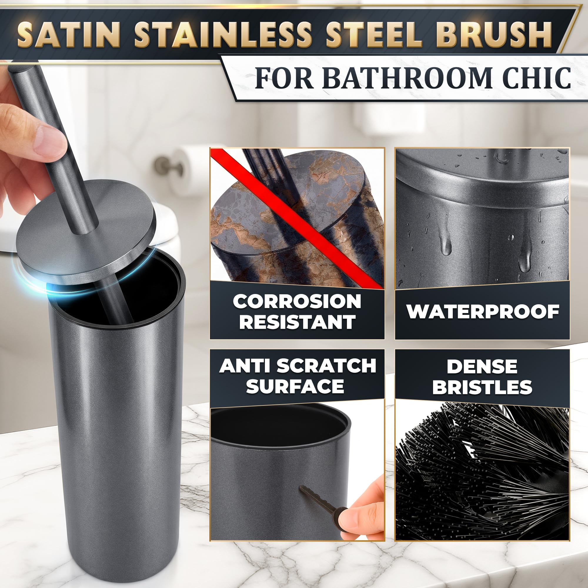 Stainless Steel Toilet Brush and Holder Set