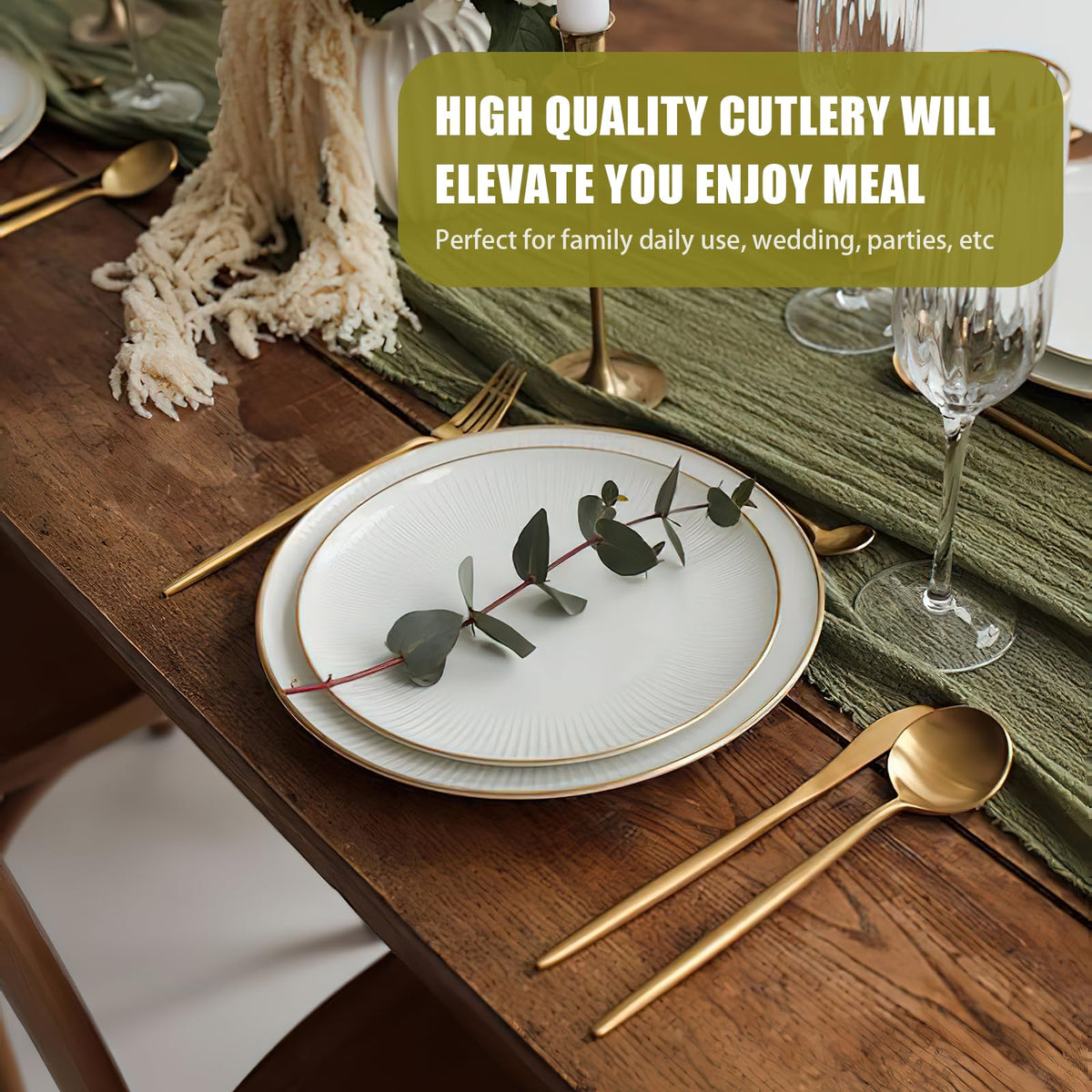 40 Piece Gold Silverware Set for 8