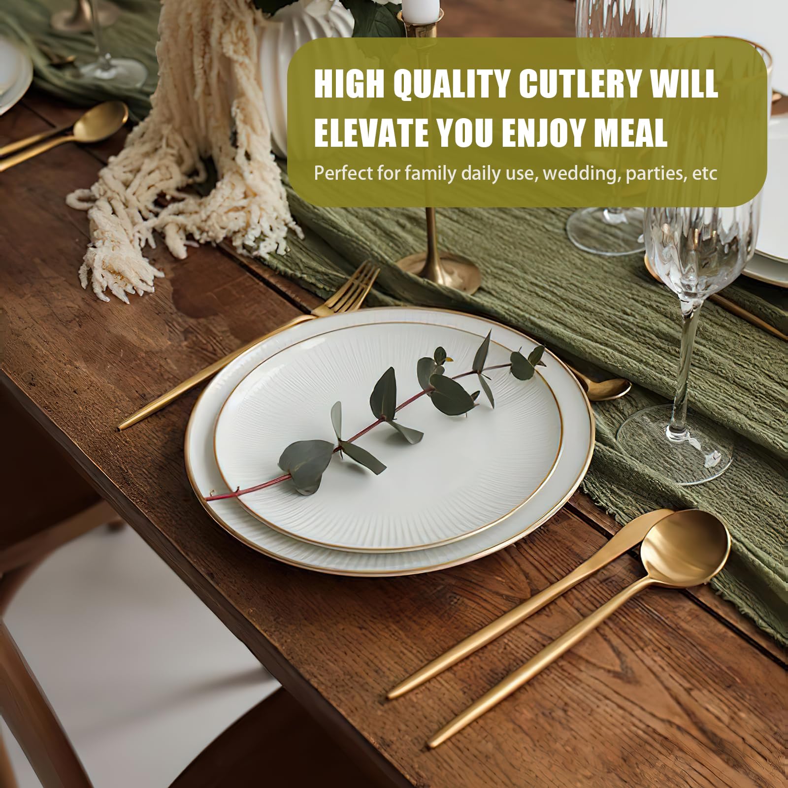40 Piece Gold Silverware Set for 8