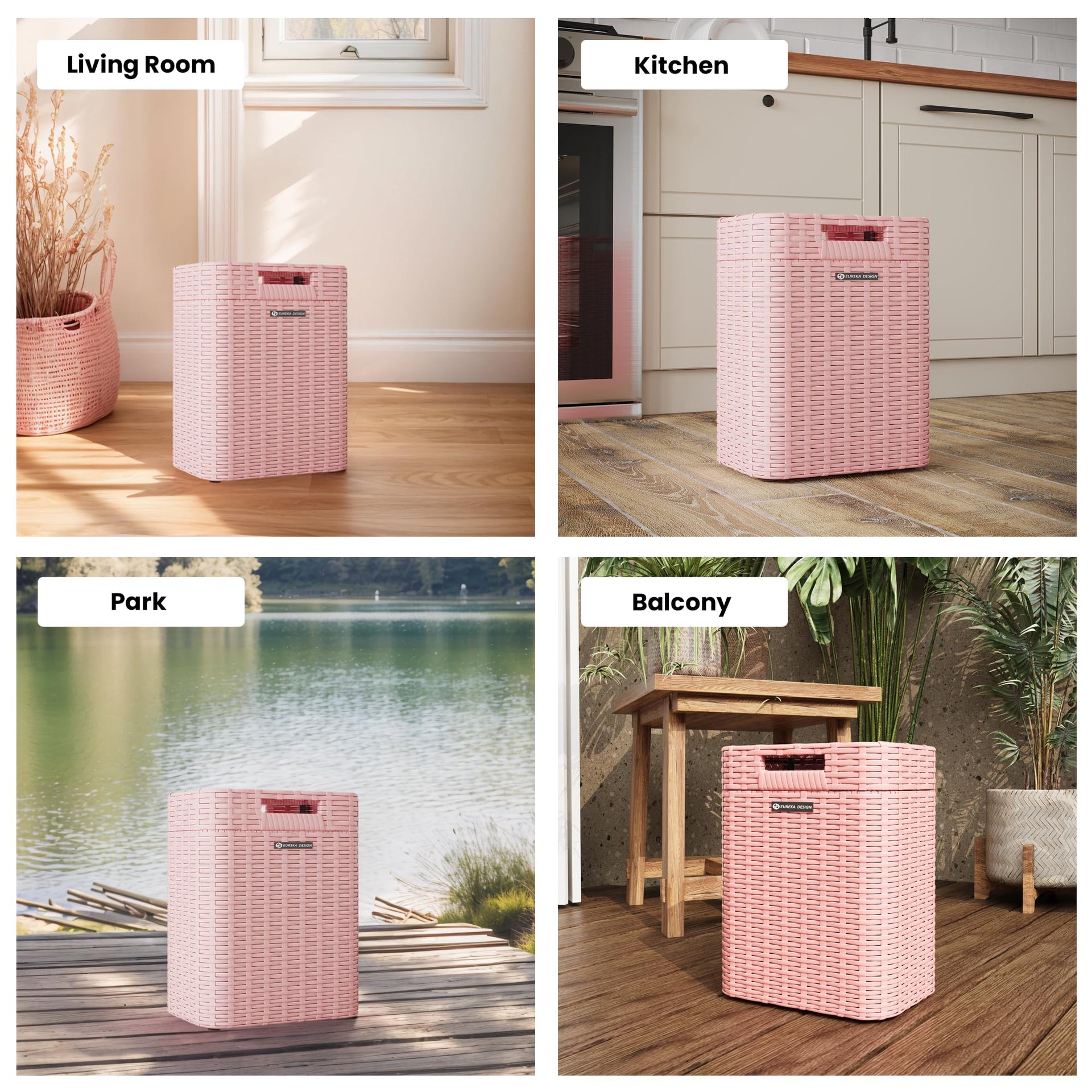 Ypati Handwoven 4 Gallon Rattan Trash Can with Lid