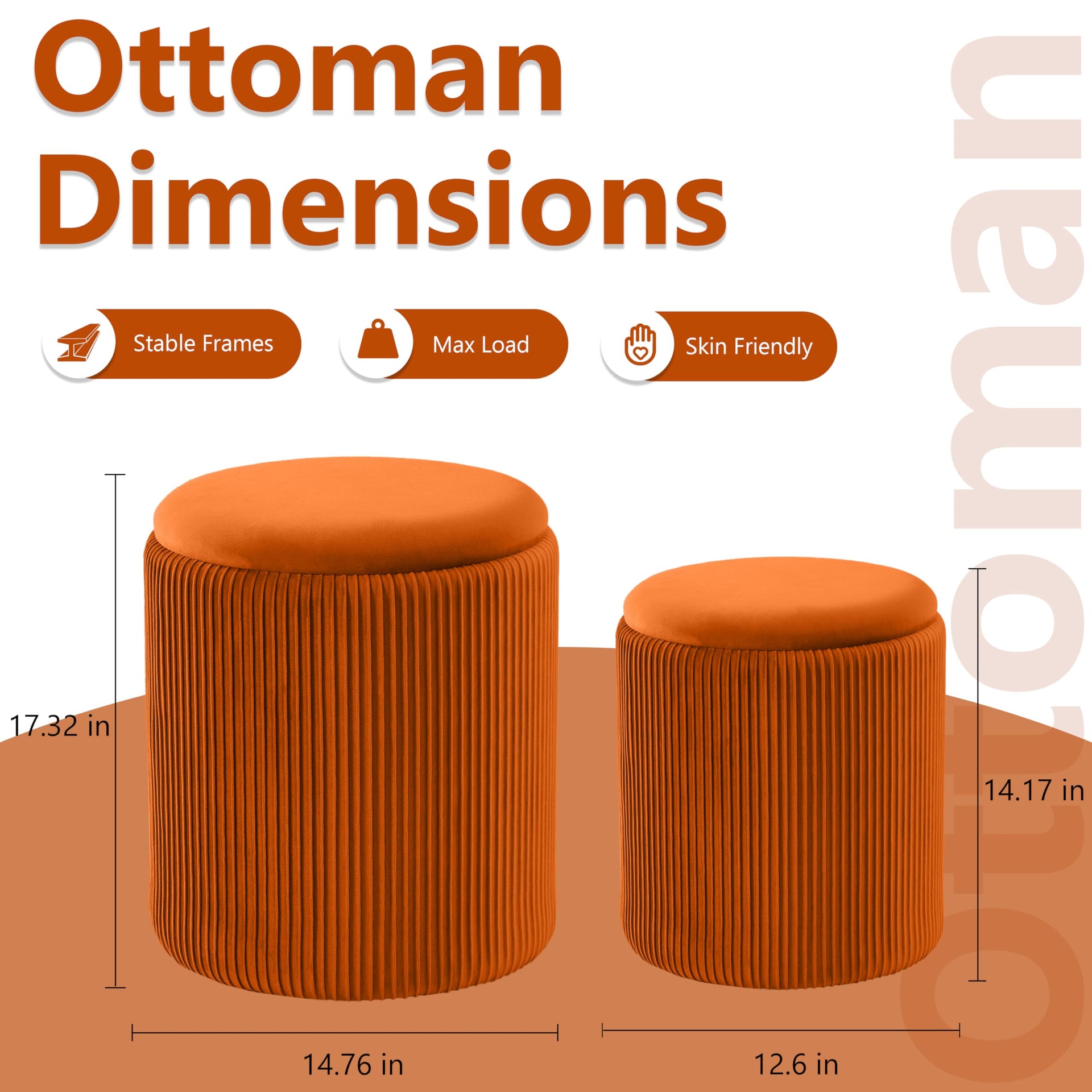 Round Ottoman with Storage Set of 2