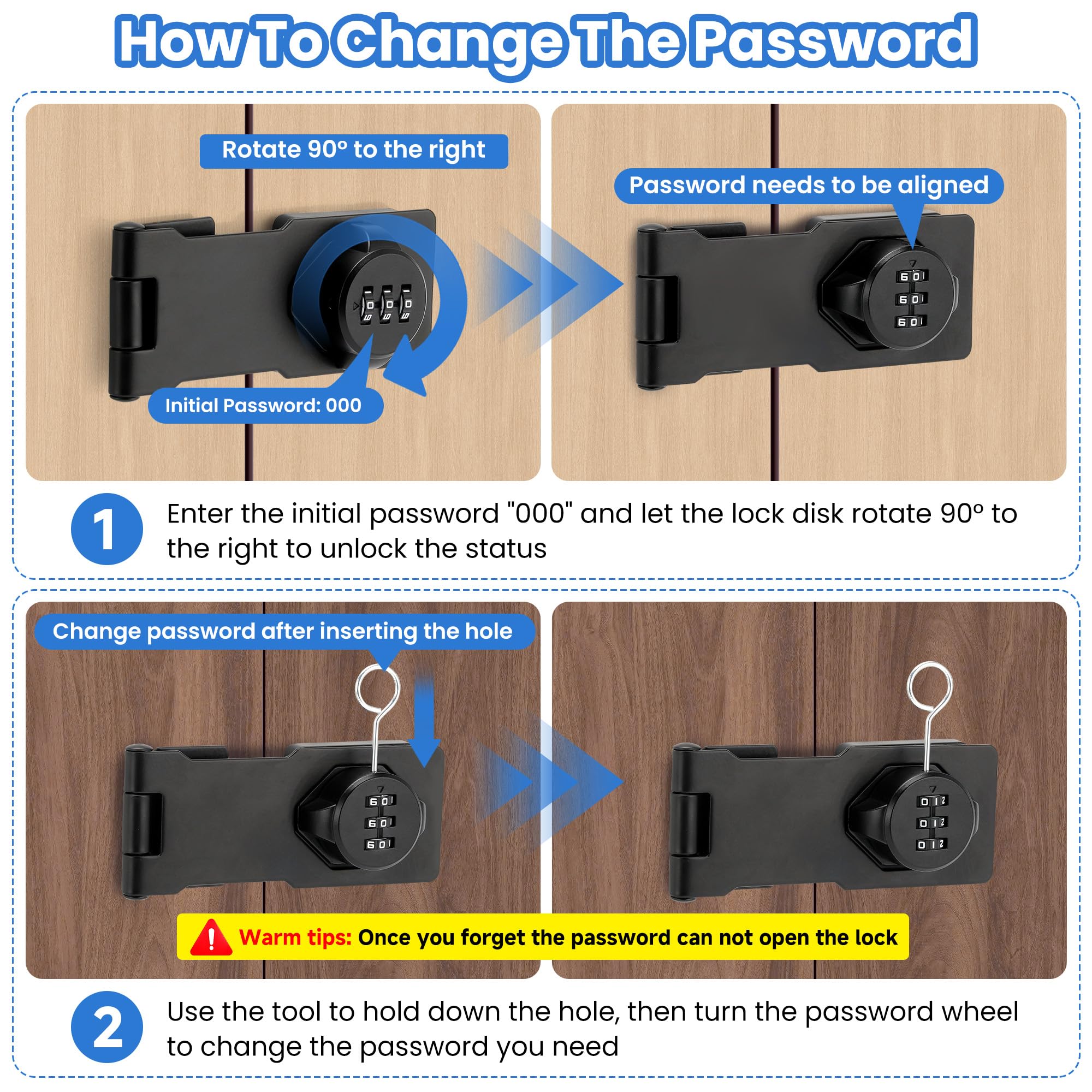 Keyless Cabinet Lock with Combination Code (2 Count)