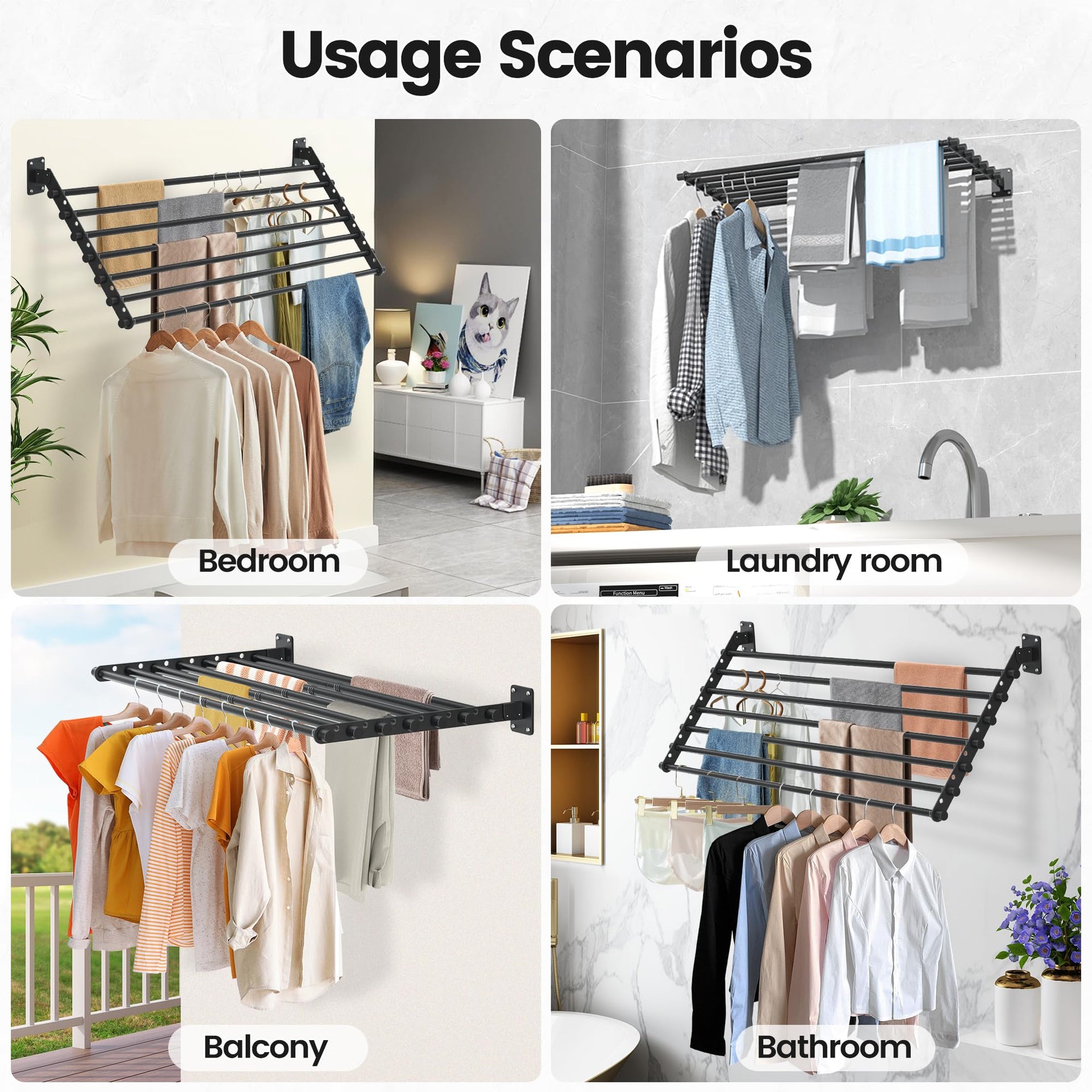 Wall Mounted Clothes Drying Rack 43 Inch