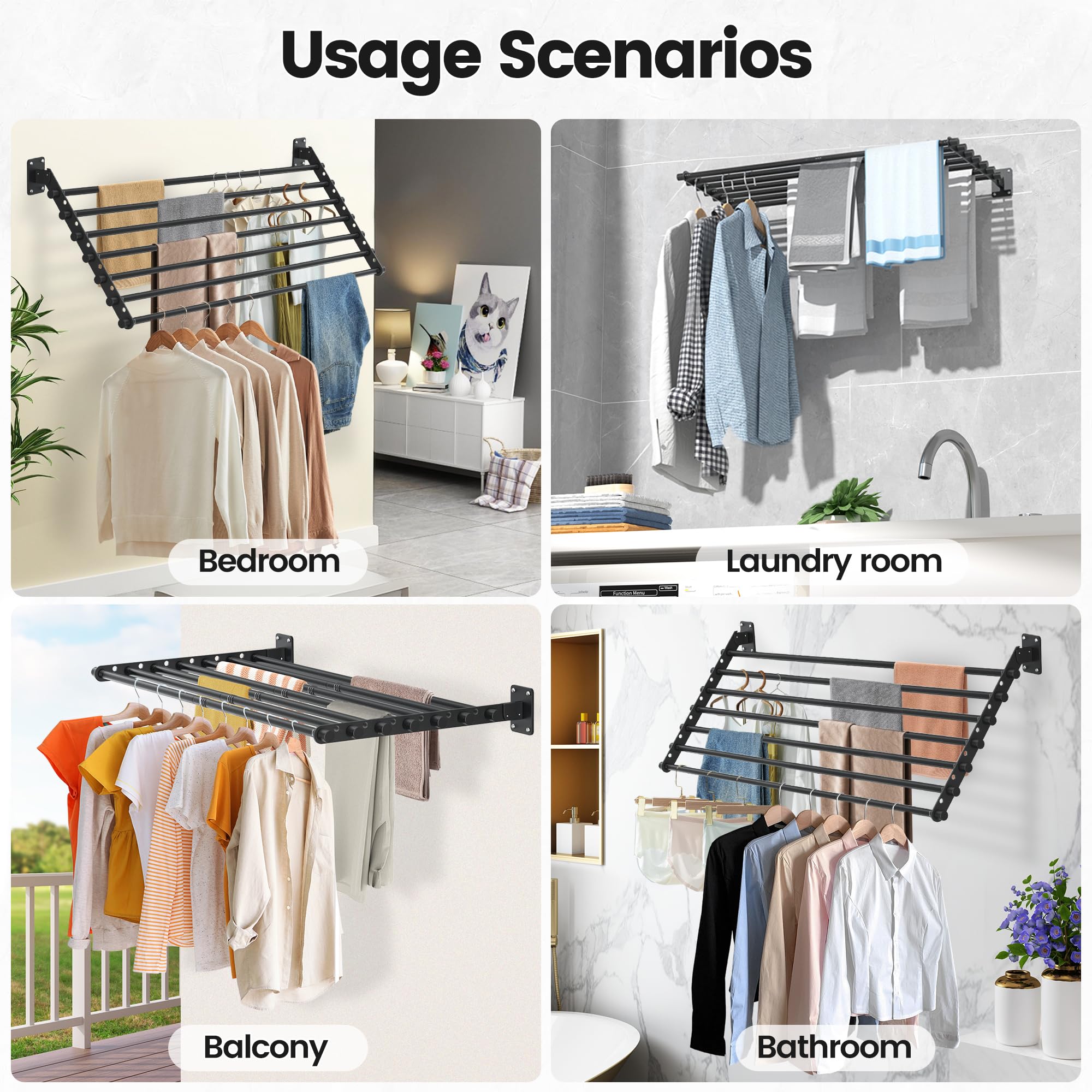 Wall Mounted Clothes Drying Rack 43 Inch