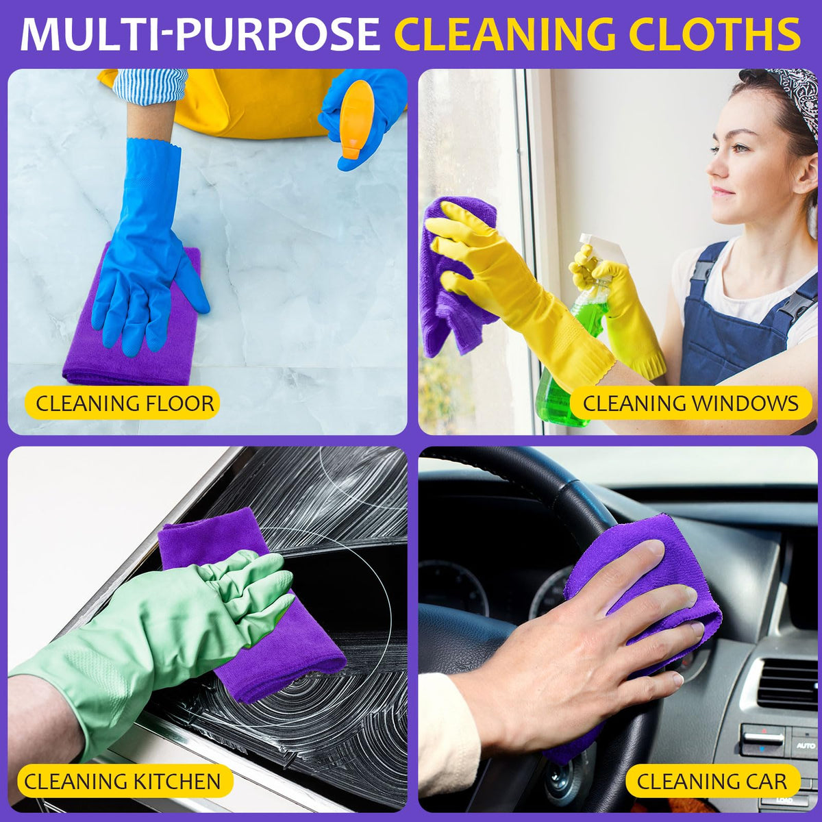 Microfiber Cleaning Cloths for Cars 16 x 16 Inch Ultra Absorbent Car Towels Drying Reusable Cleaning Supplies House Kitchen Window Microfiber Towel (120 Count)