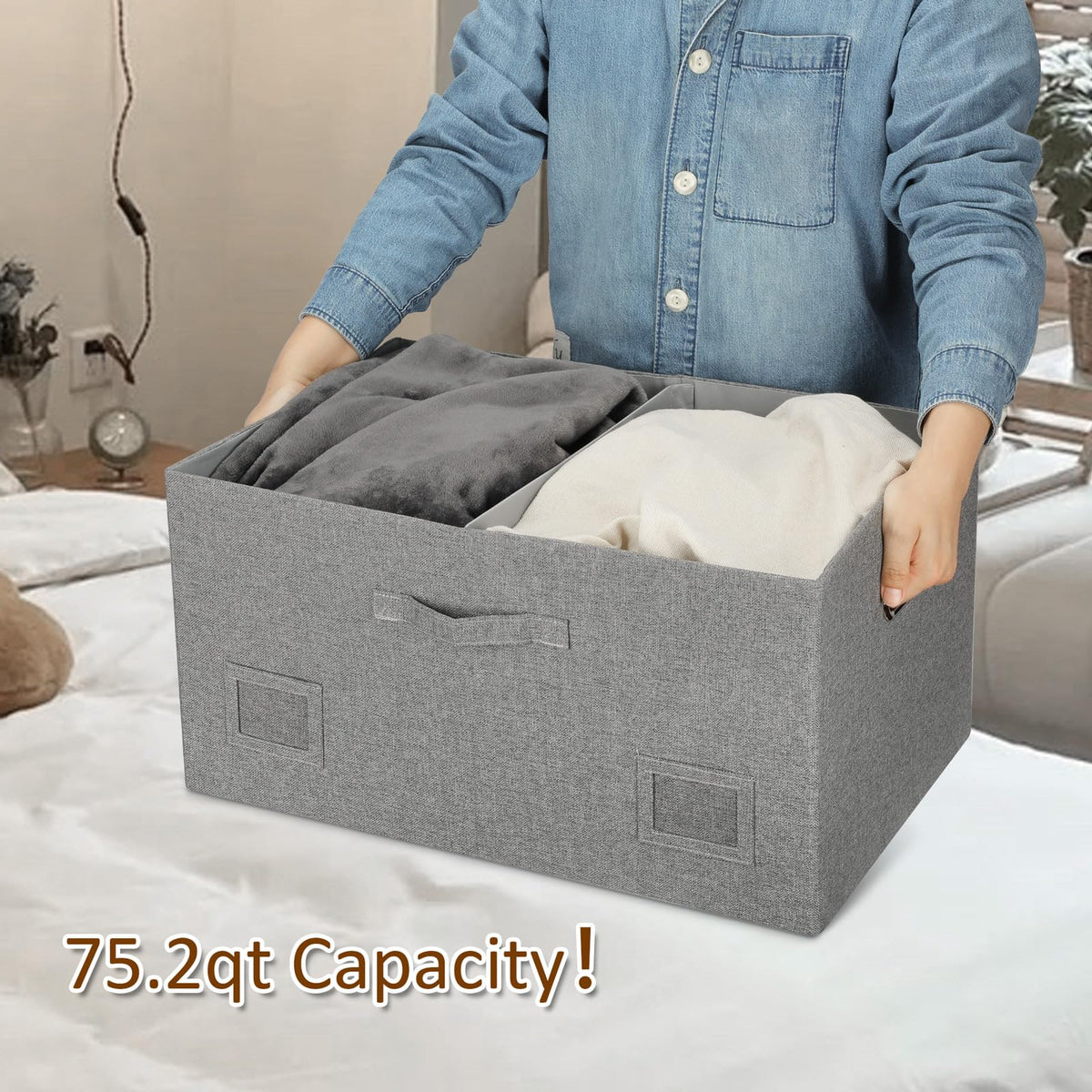 75 Quarts Extra Large Decorative Storage Bins with Lids