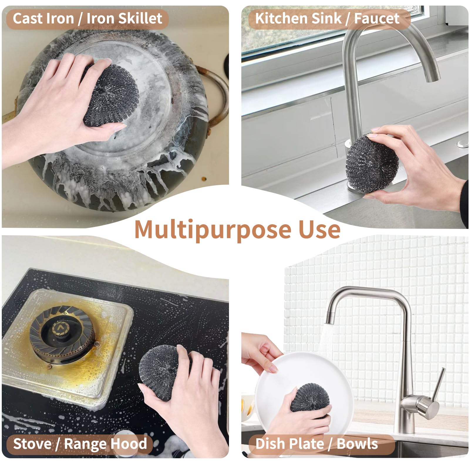 6PCS Steel Wool Scrubber Sponge Set (6 Count) - ModHome Supplies