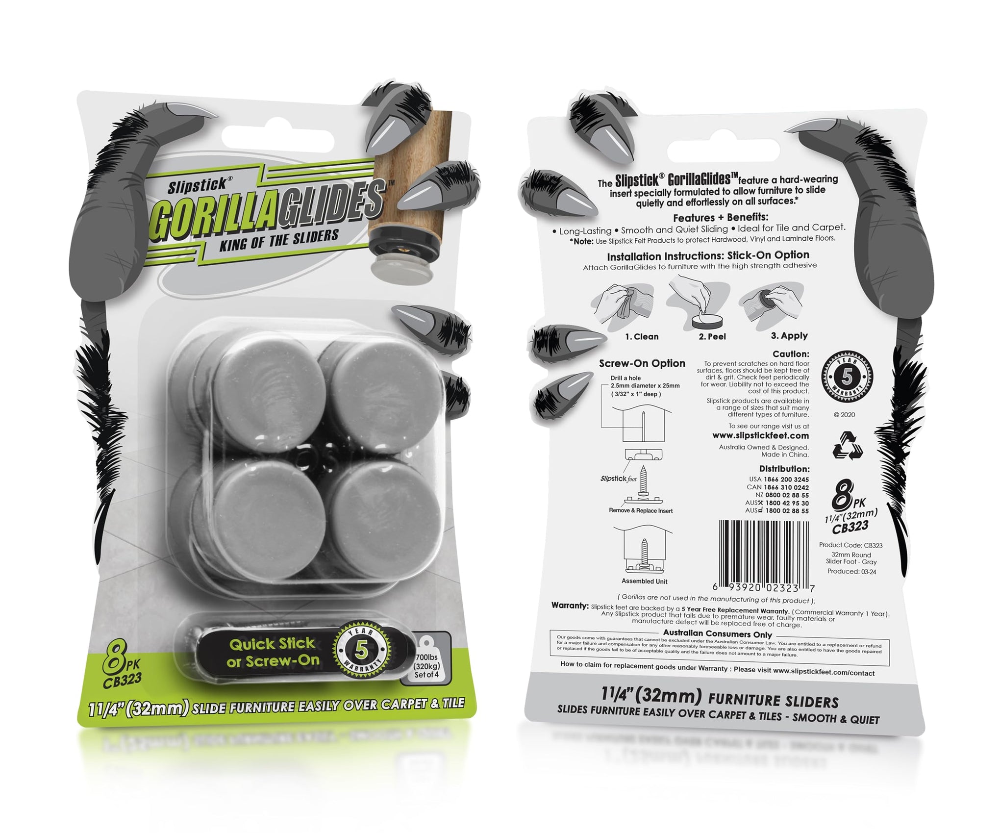 GorillaGlides CB323 1 (8 Count)