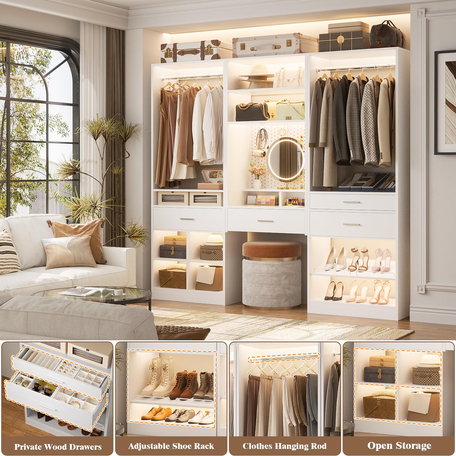 75" Modular Closet System with Magnetic Pegboard (3 Count)