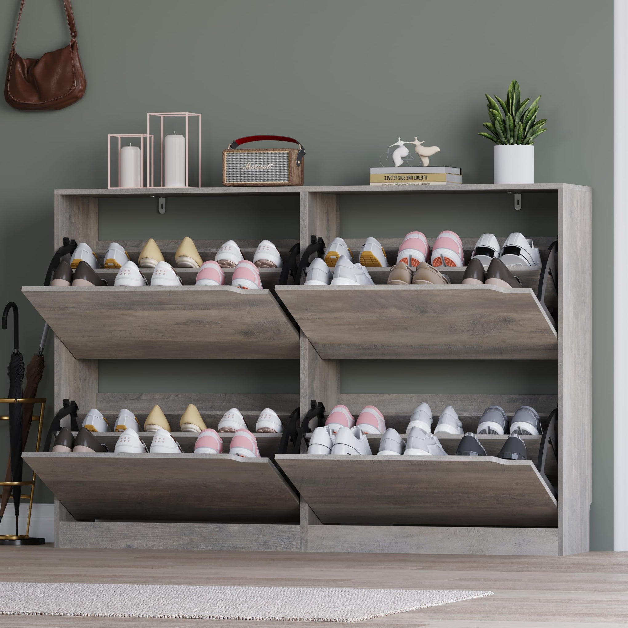 Shoe Cabinet with 4 Flip Drawers