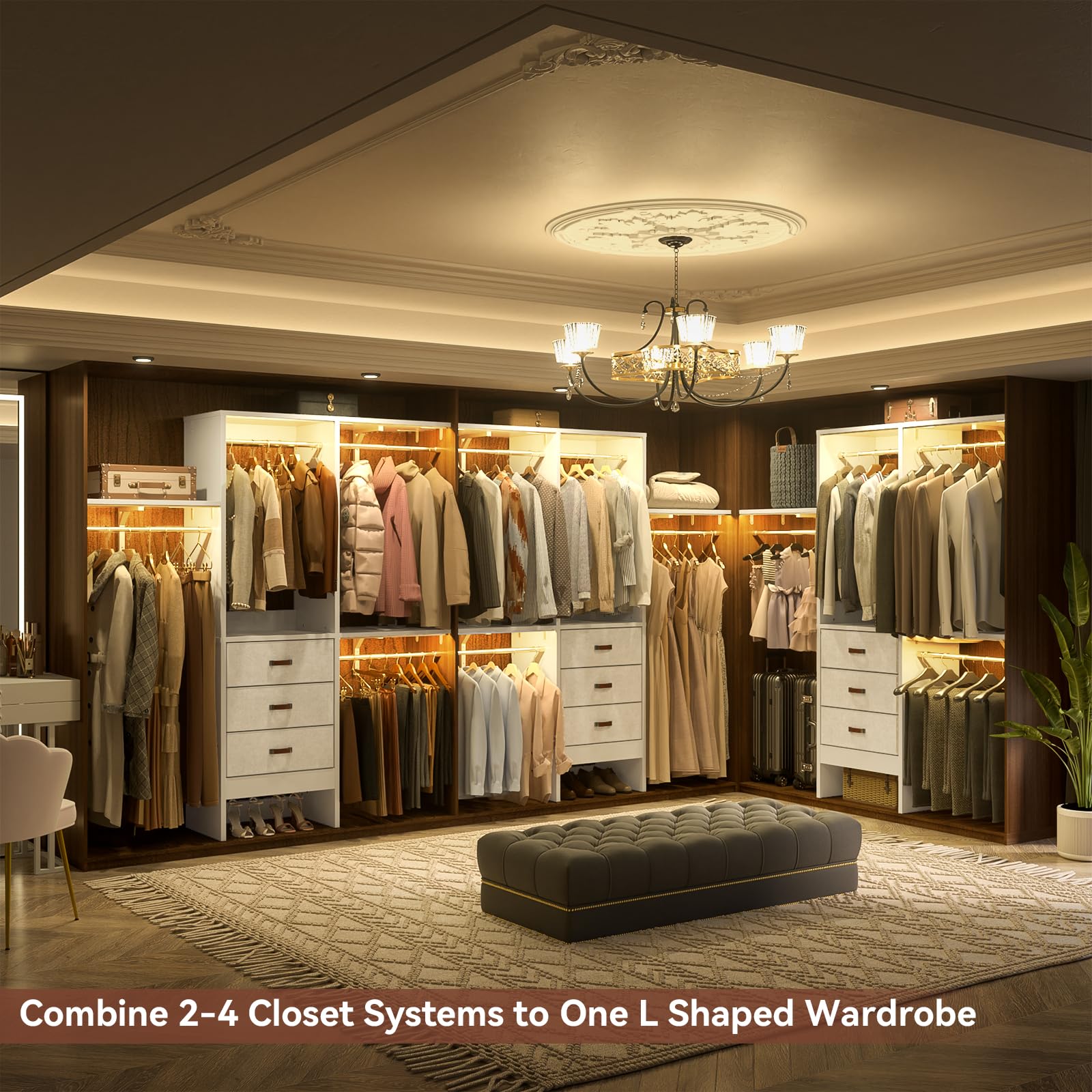 5FT Small Closet System with 3 Fabric Drawers