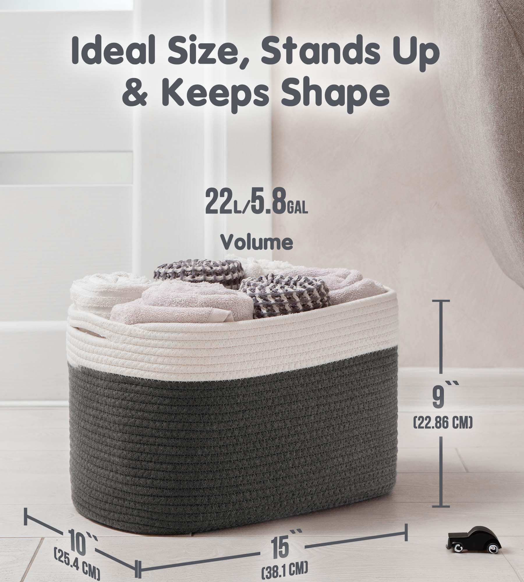 Cotton Rope Baskets for Organizing (3 Count)