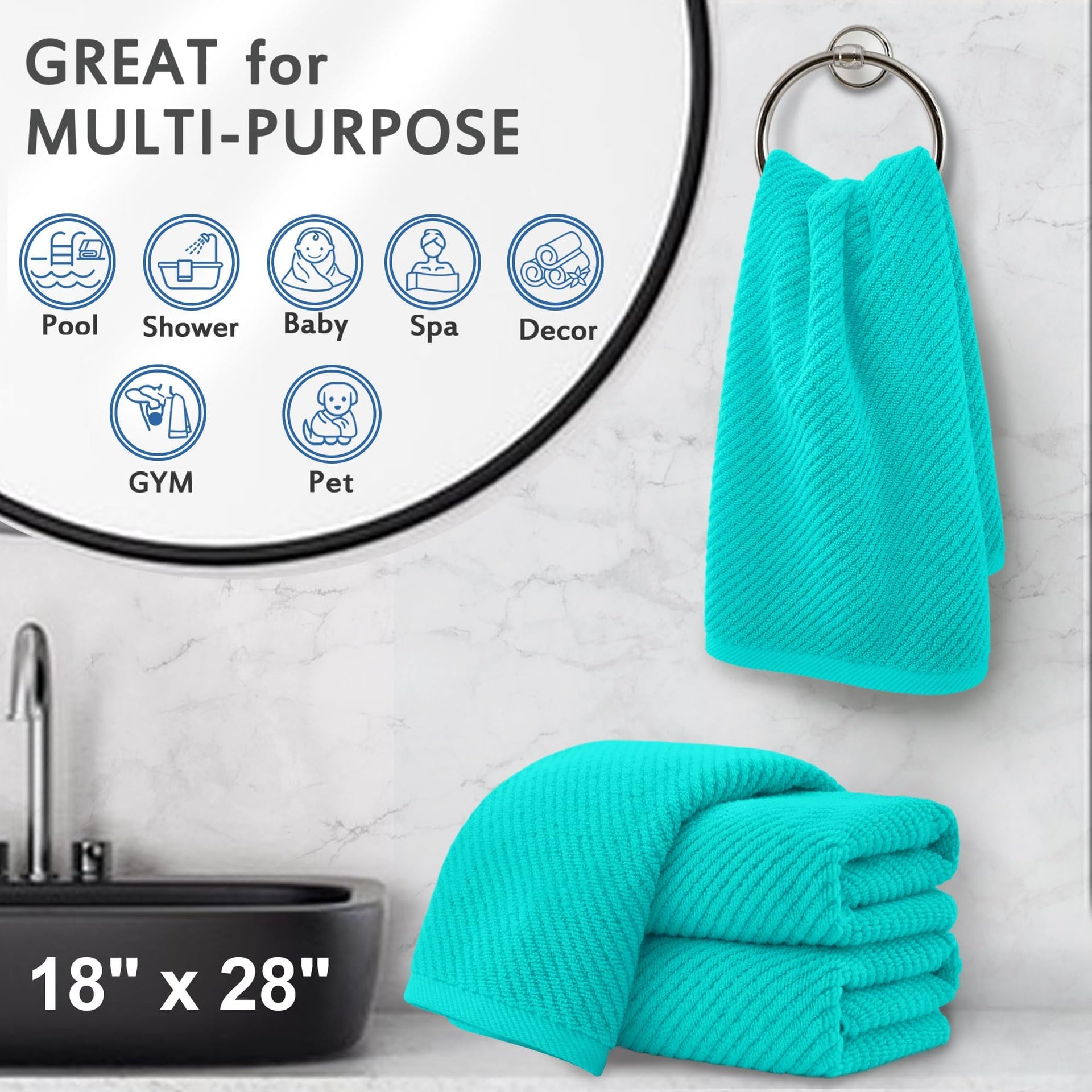 Bathroom Hand Towels 4PC (4 Count)