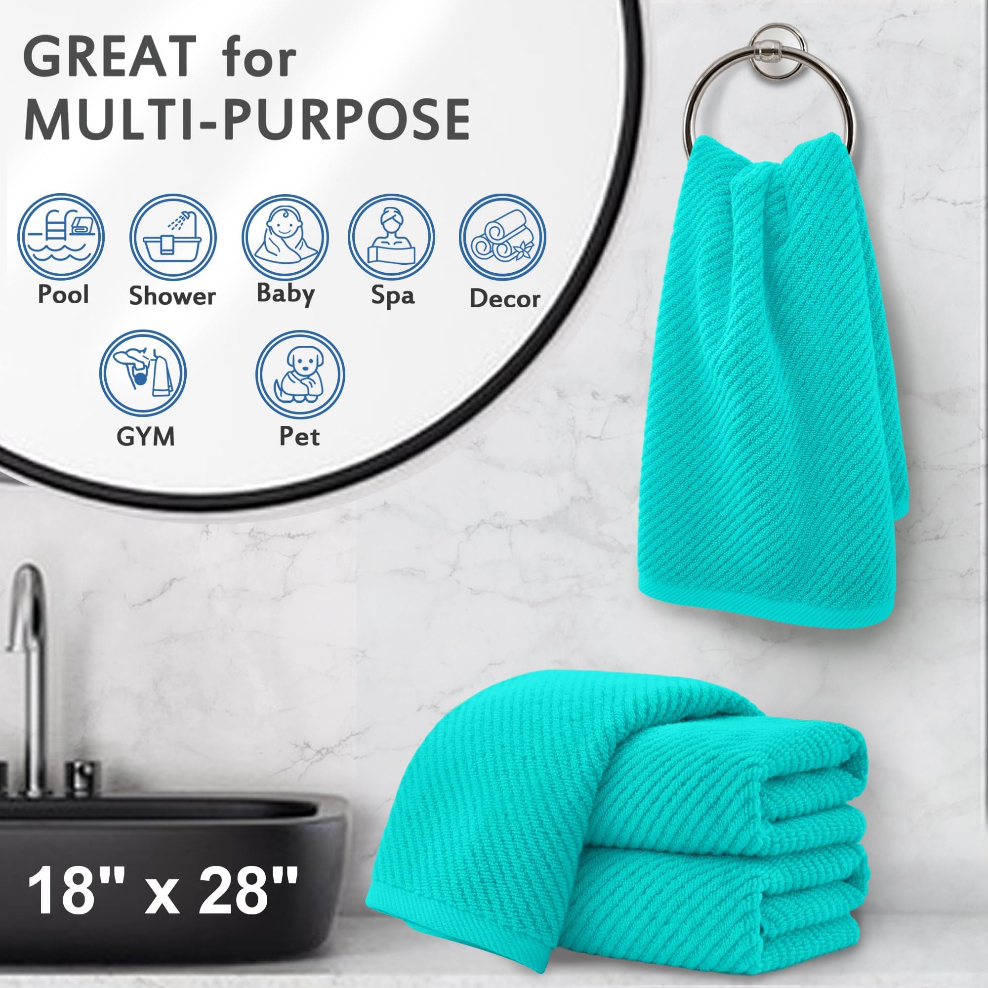 Bathroom Hand Towels 4PC (4 Count)
