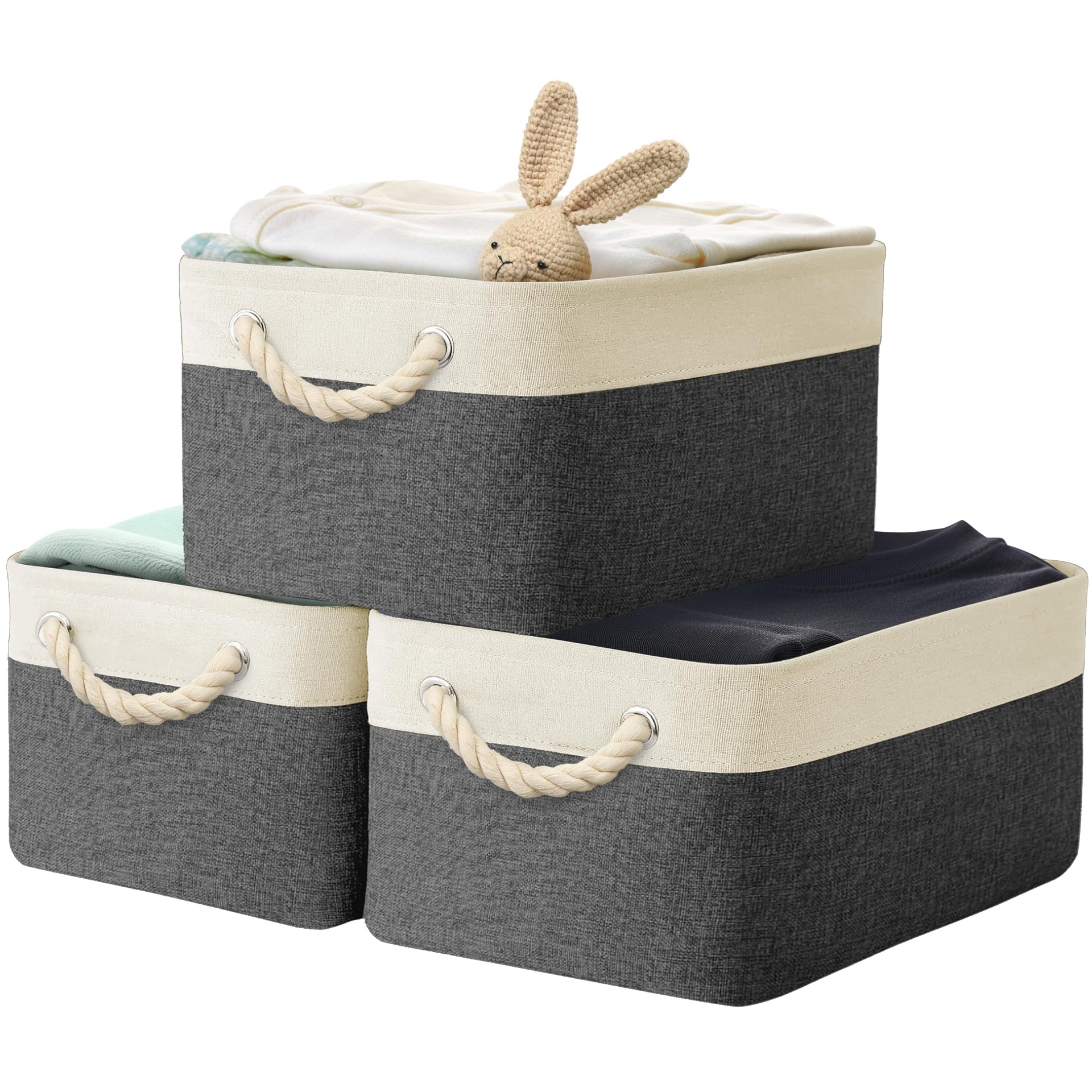 15.7" x 12" Wide & Low Fabric Storage Bin (3 Count)