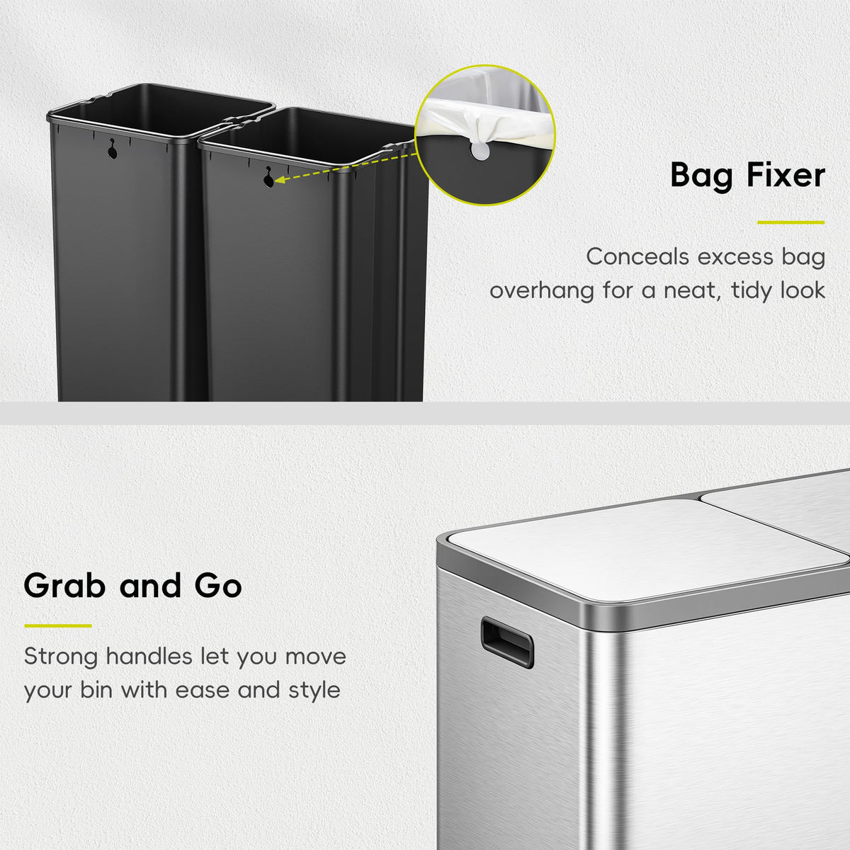 EcoCasa Plus 2 x 10.6 Gal Dual Recycling Trash Can for Kitchen