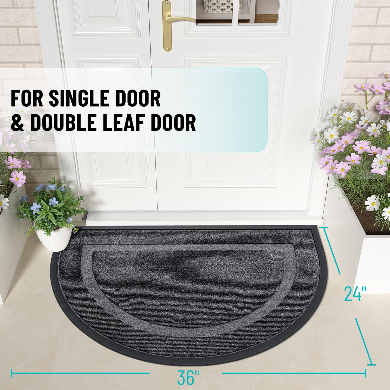 Half Circle Front Door Mat Outside 35x23 All