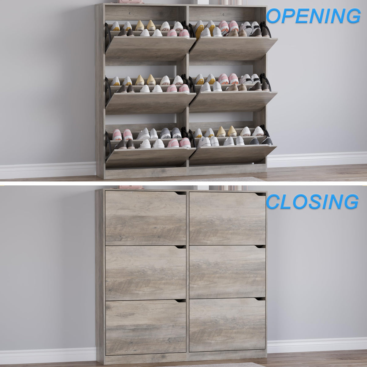 Shoe Cabinet with 6 Flip Drawers