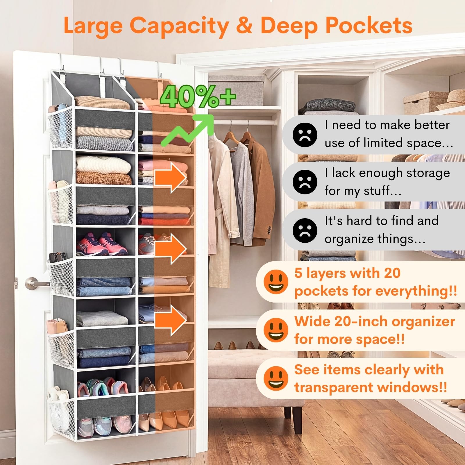 2 Pack Over the Door Organizer 5 Tiers